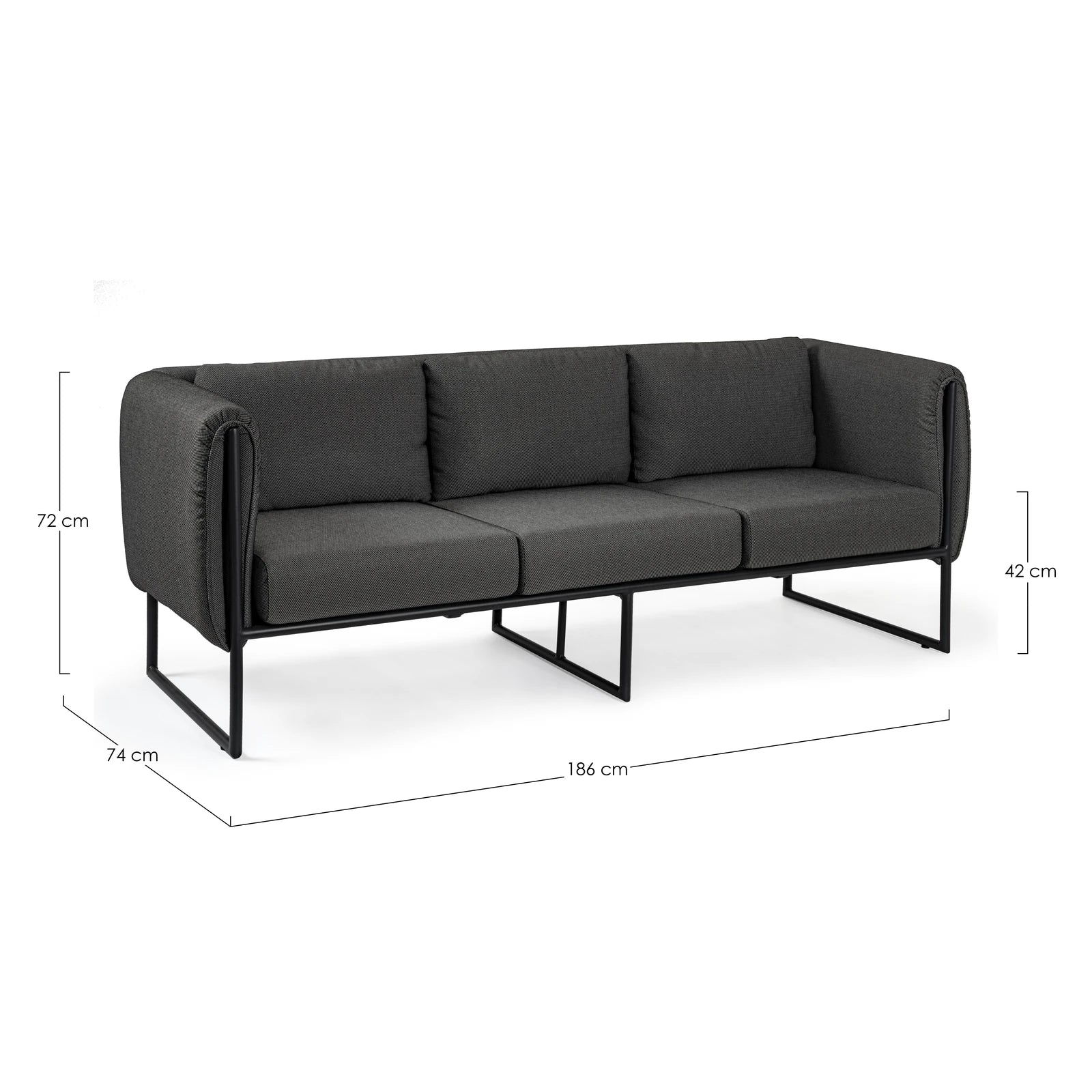Garten-Sofa 3-Sitzer mit Kissen Pixel Anthrazit - Image 4
