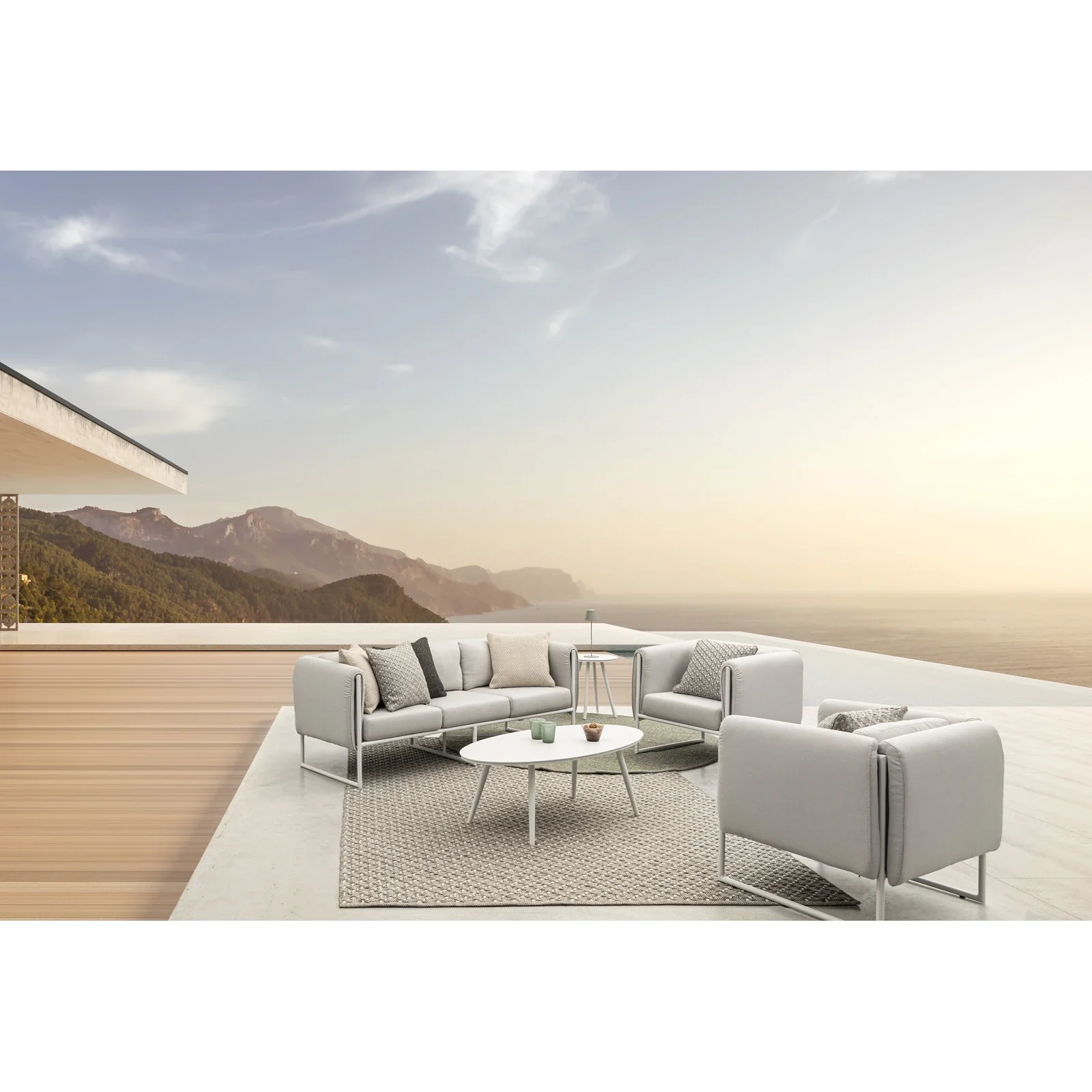 Garten-Sofa 3-Sitzer mit Kissen Pixel Sand - Image 3