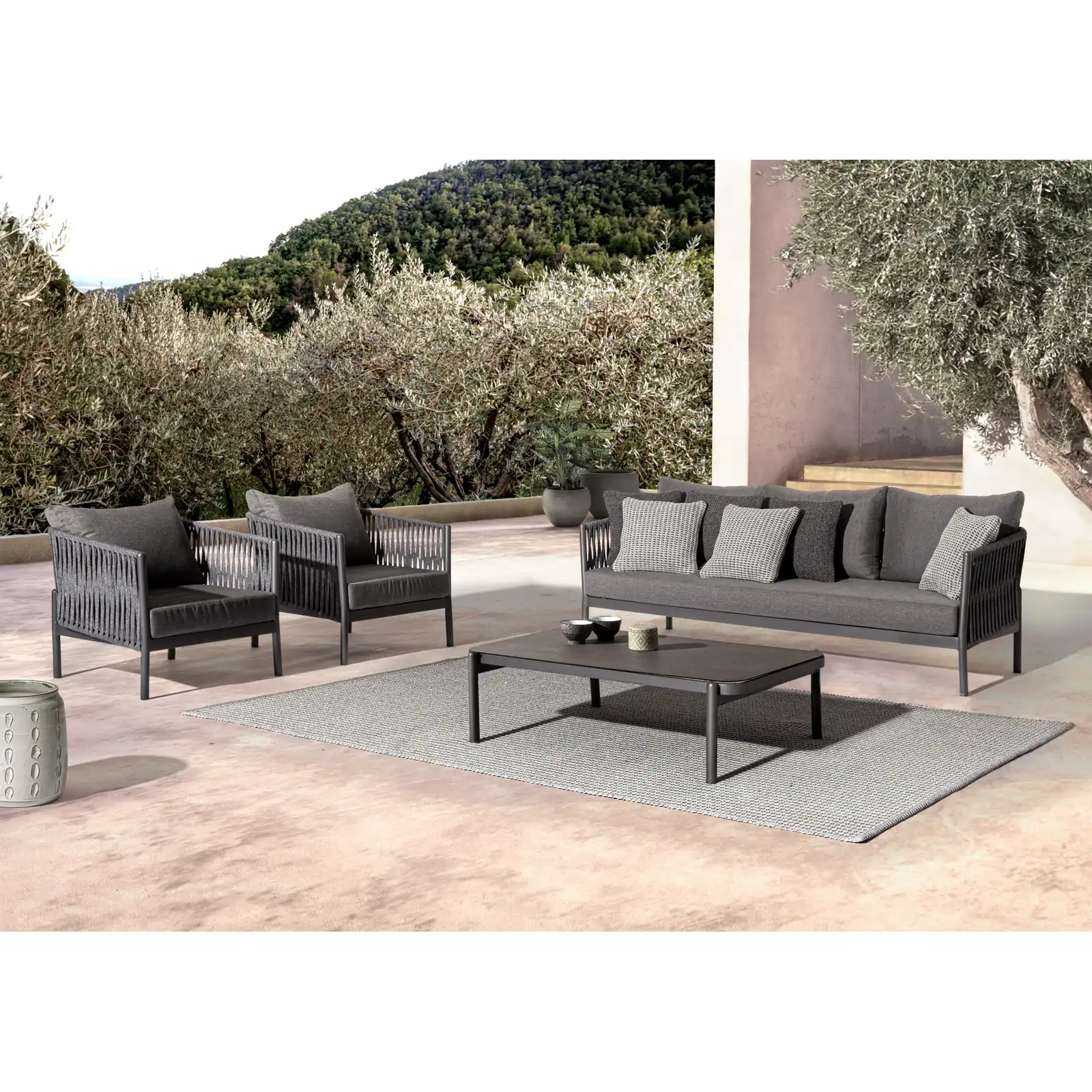 Garten-Sofa 3-Sitzer mit Kissen Florencia Anthrazit WG21 - Image 4