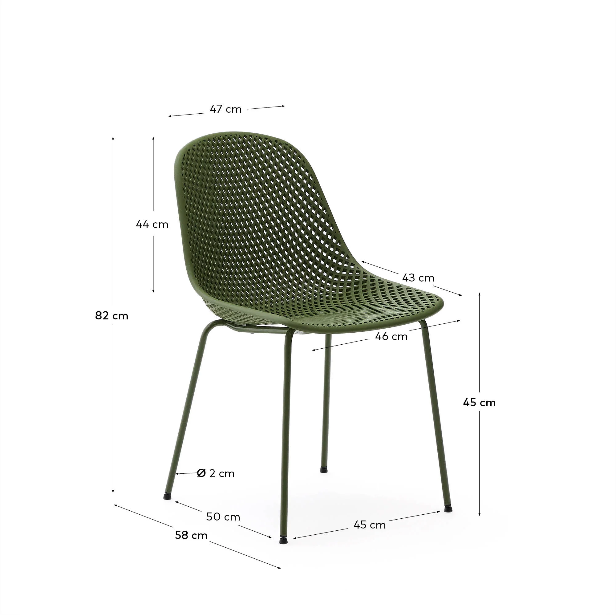 Outdoor-Stuhl Quinby mit grünen Stahlbeinen - Image 3