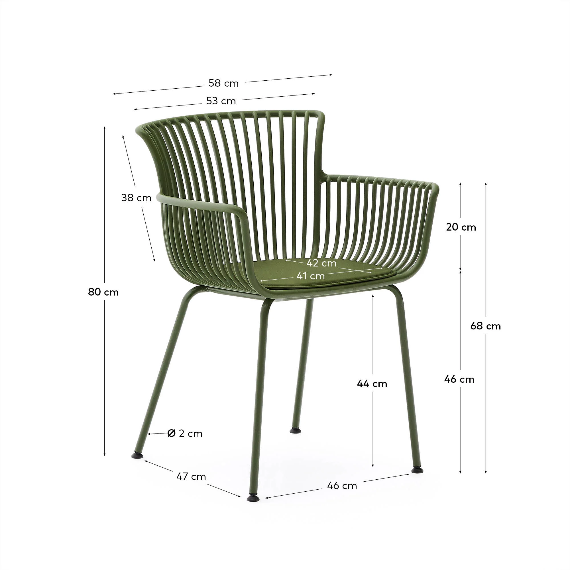 Outdoor-Stuhl Surpika mit grünen Stahlbeinen - Image 3