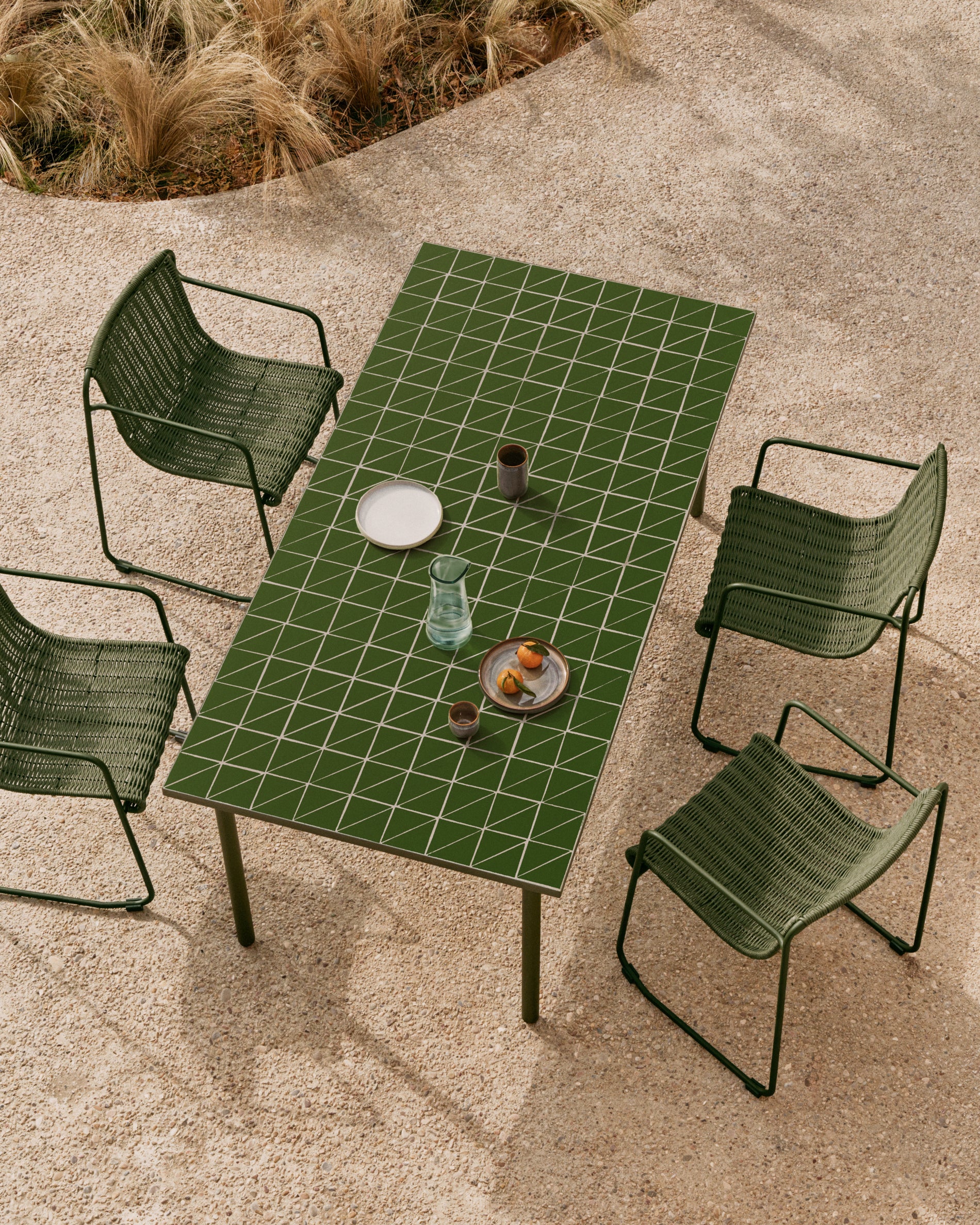 Outdoor-Tisch Maurina aus grün verzinktem Stahl und grünen Kacheln 182 x 91 cm - Image 3