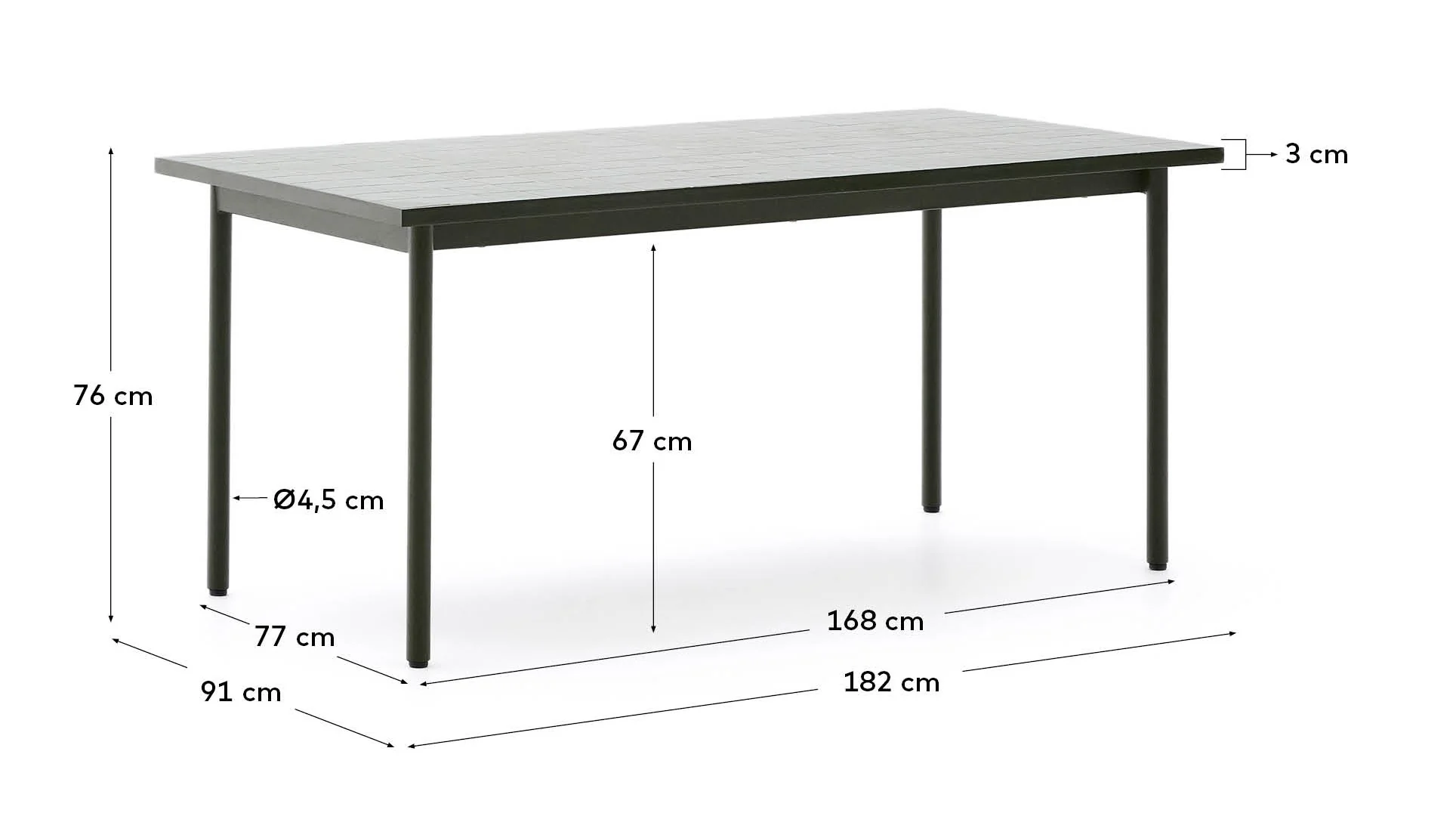 Outdoor-Tisch Maurina aus grün verzinktem Stahl und grünen Kacheln 182 x 91 cm - Image 7
