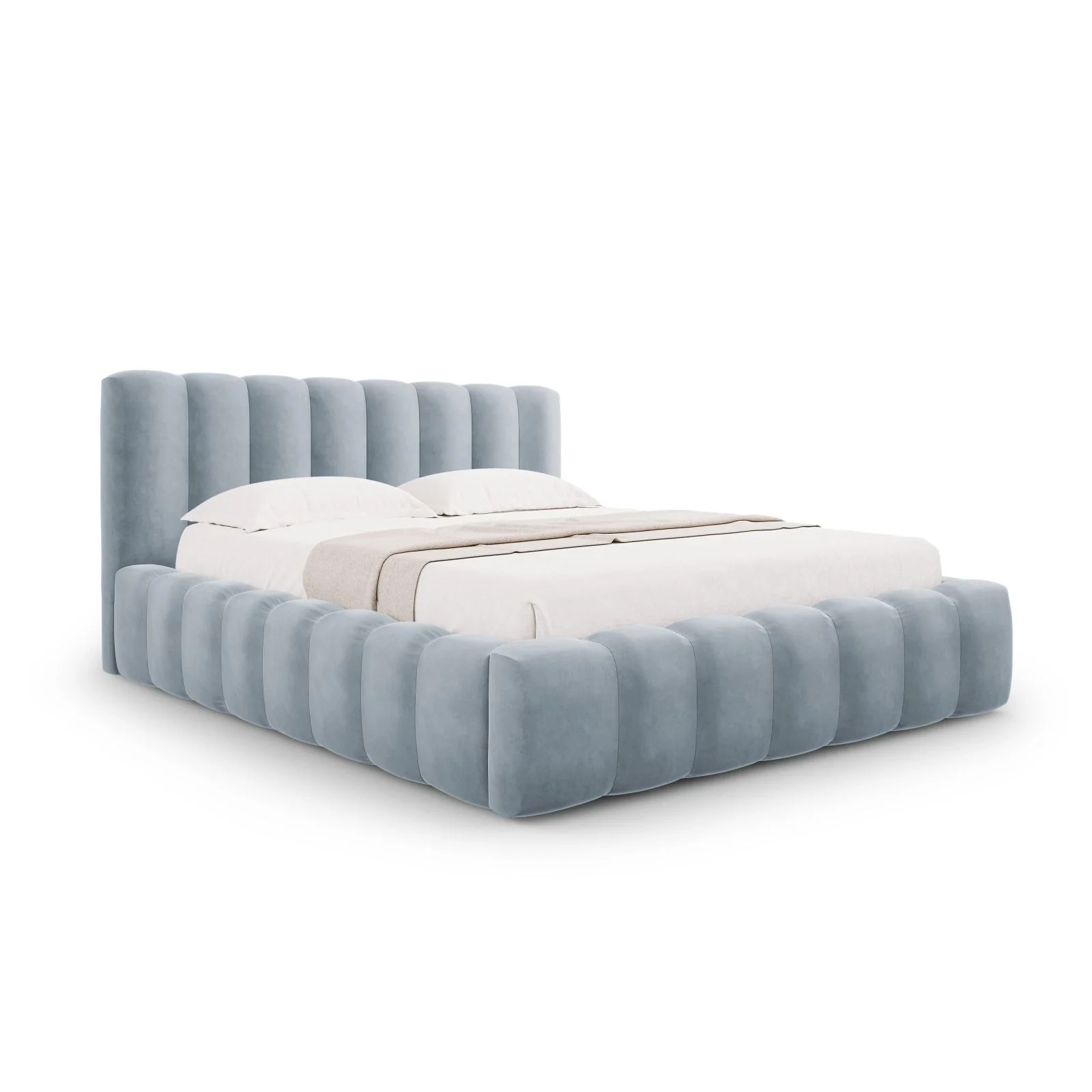 Palma Bett mit Kopfteil und Stauraum aus Samt, 180x200 cm - Image 6