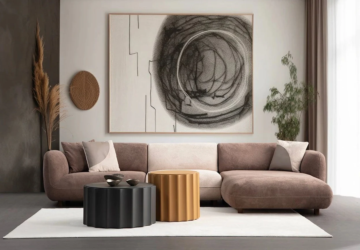 Pavia Ecksofa, Rechte Seite, in Creme und Braun, 345x170 cm - Image 2