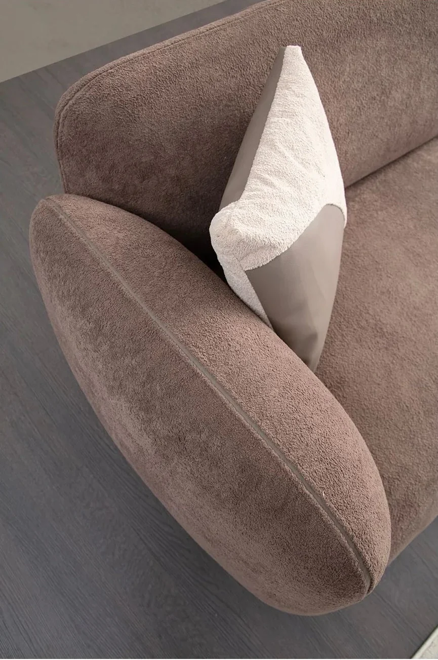 Pavia Ecksofa, Rechte Seite, in Creme und Braun, 345x170 cm - Image 4