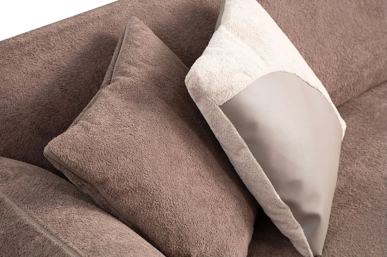 Pavia Ecksofa, Rechte Seite, in Creme und Braun, 345x170 cm - Image 5