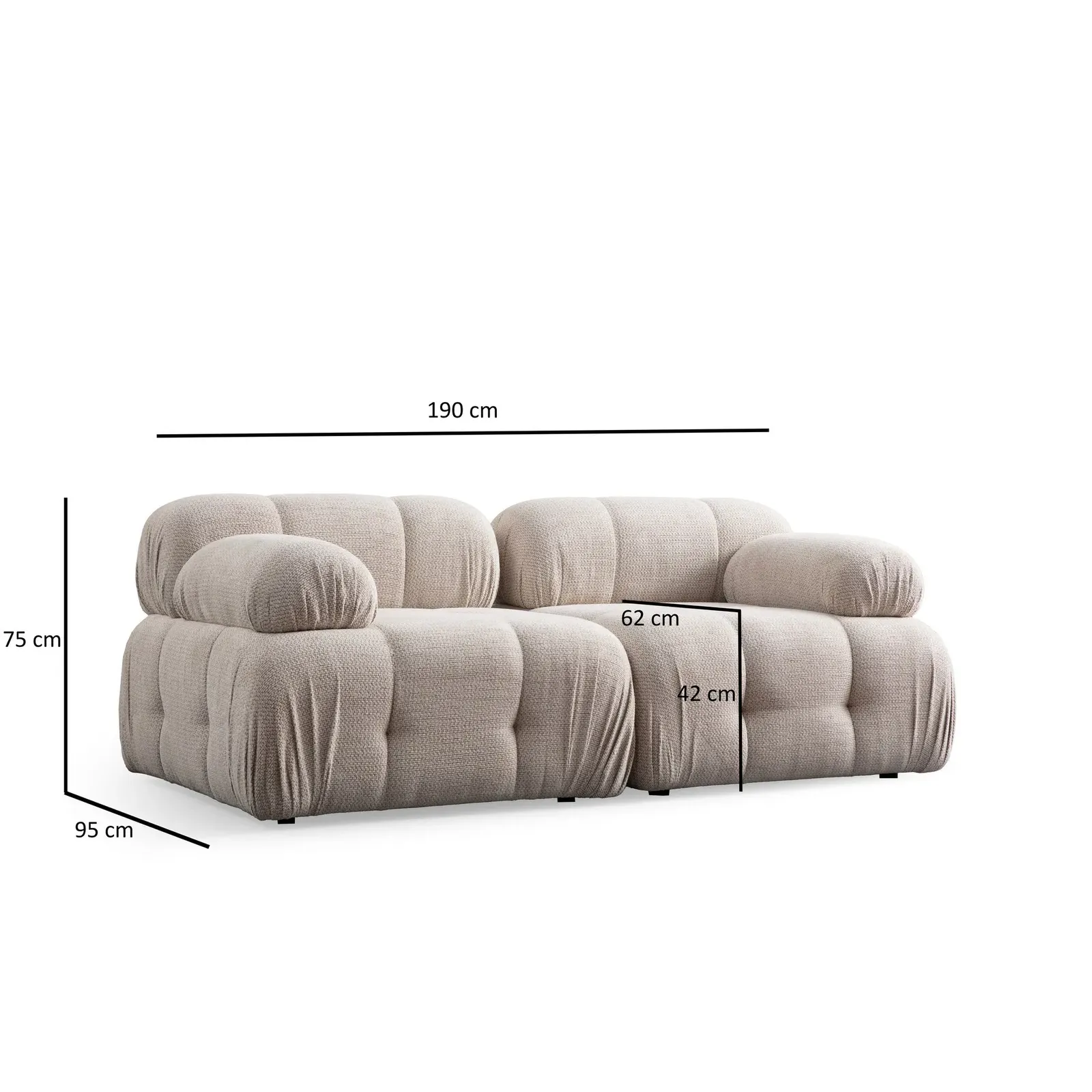 Petite 2 2-Sitzer Ecksofa, Rechte Seite, 190x160 cm - Image 13
