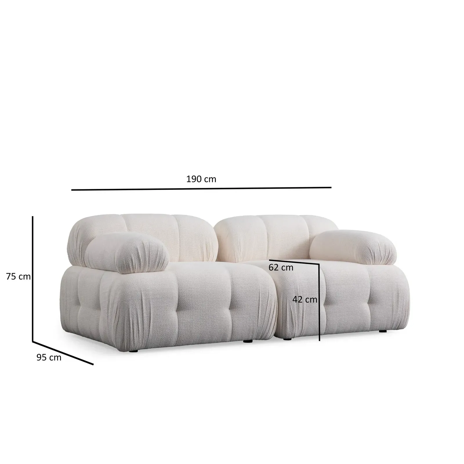 Petite 2 2-Sitzer Ecksofa, Rechte Seite, 190x160 cm - Image 5