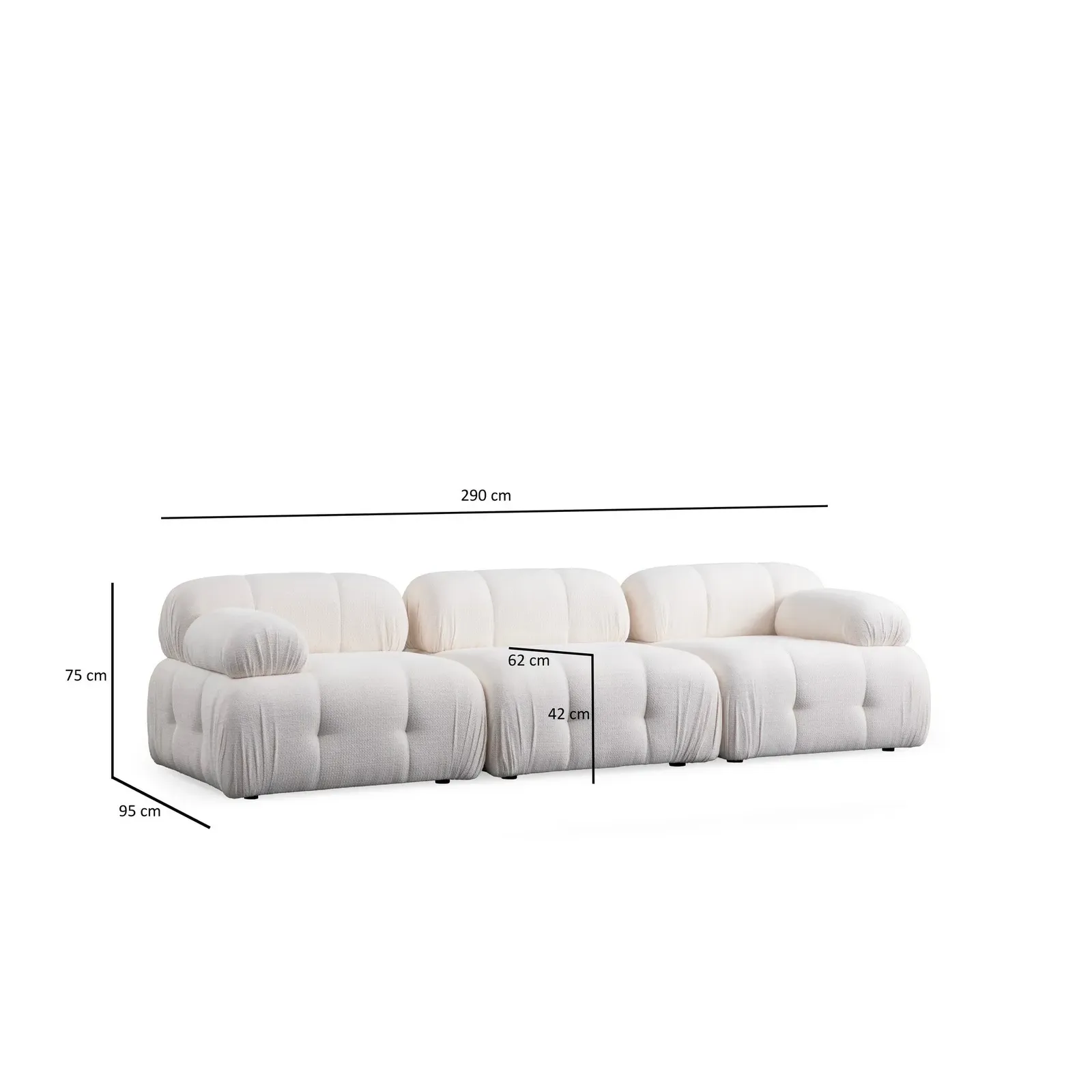 Petite 3 3-Sitzer Ecksofa, Rechte Seite, 290x160 cm - Image 6