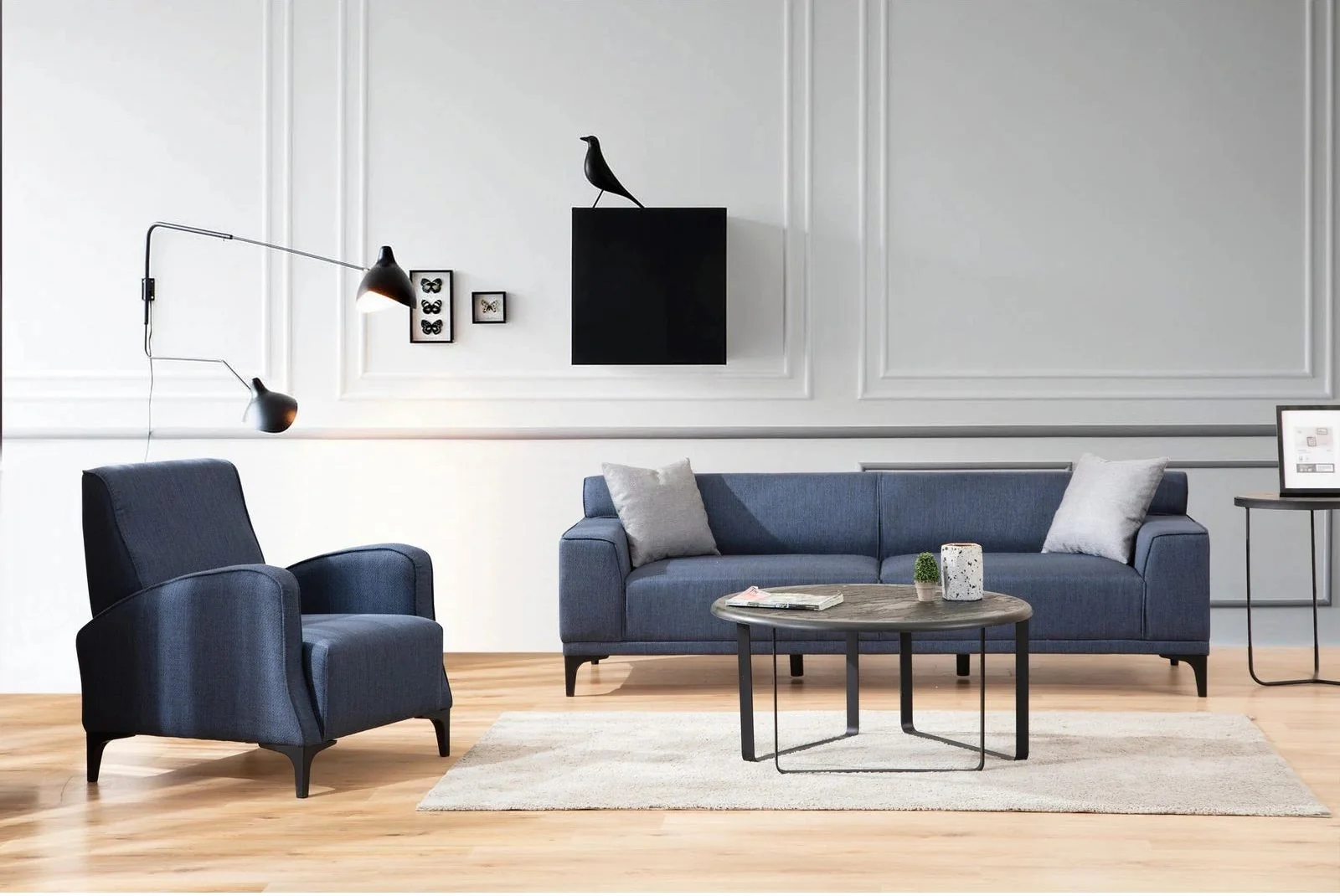 Petra 3-Sitzer Sofa in Blau, 165x87 cm - Image 5
