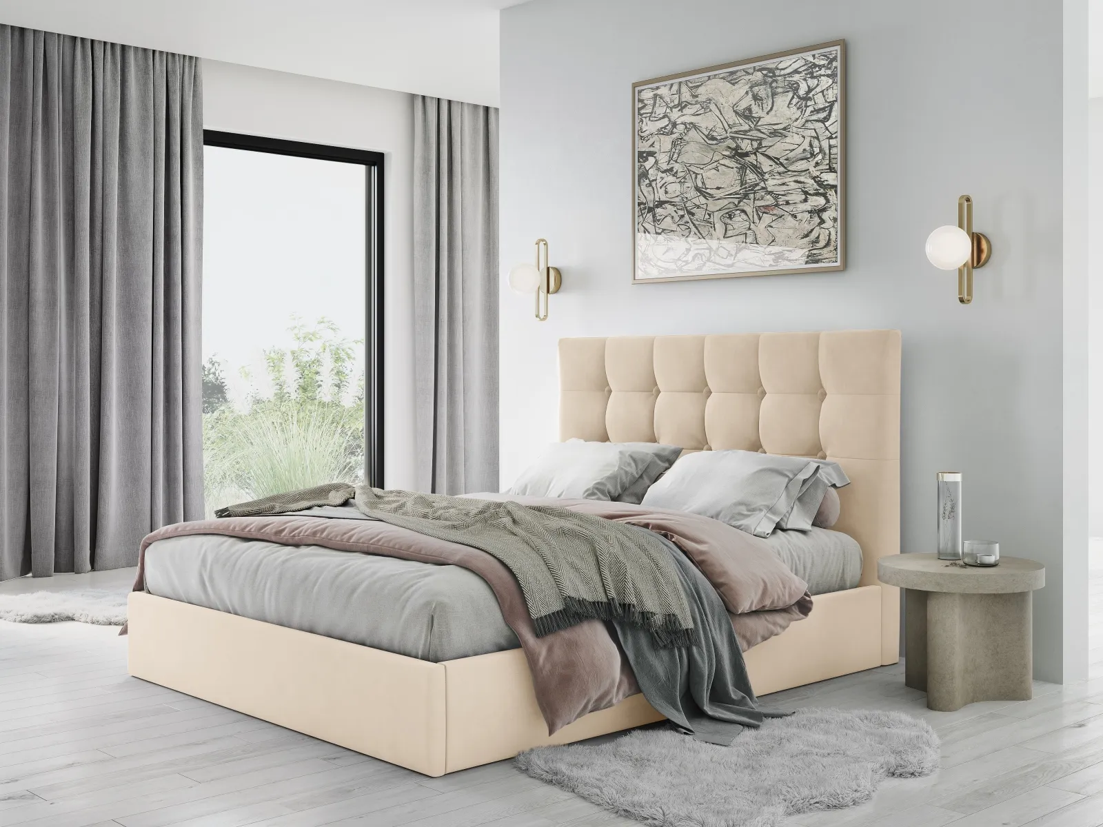 Phaedra Bett mit Stauraum und Kopfteil in Samt, 180x200 cm - Image 2