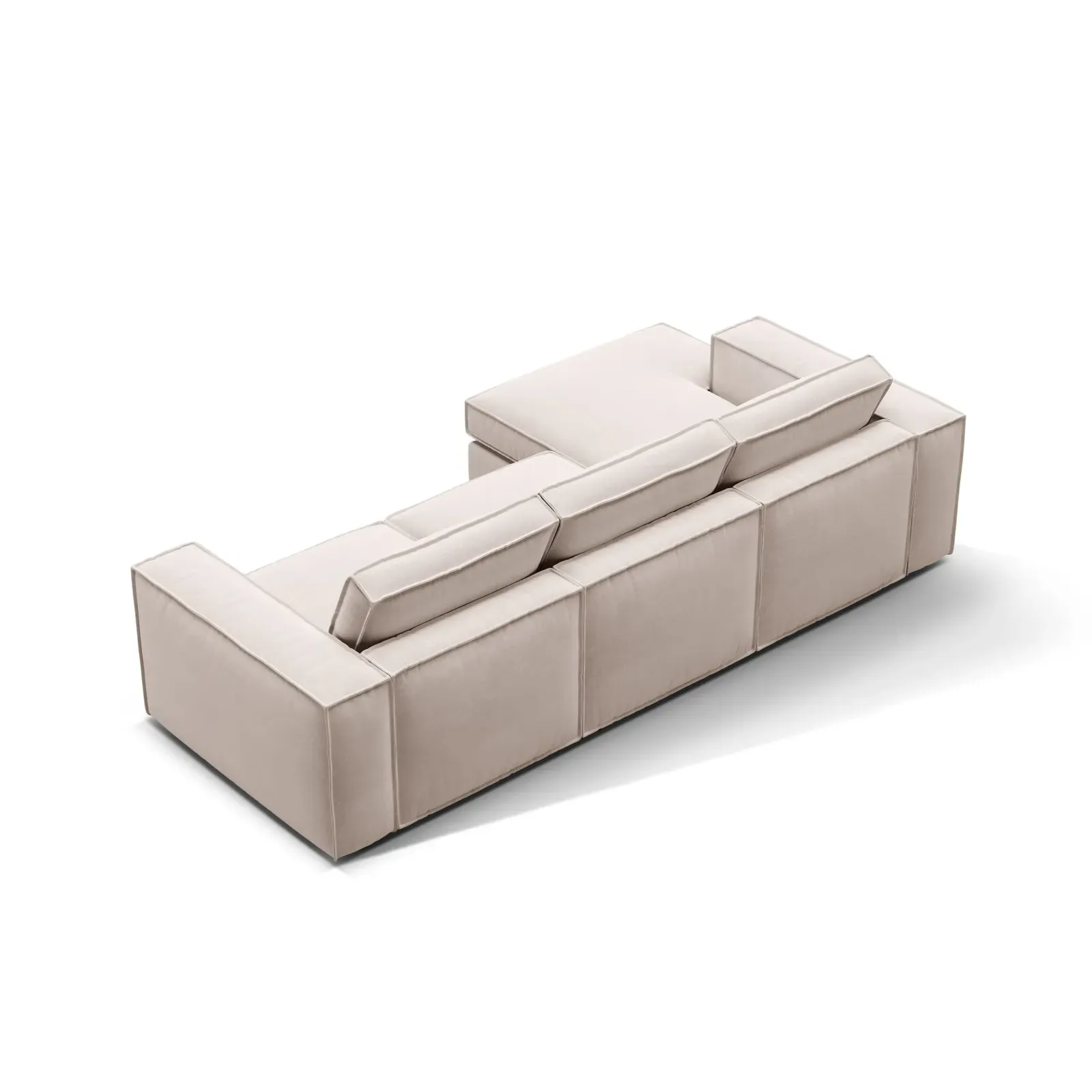 Pola 3-Sitzer Ecksofa, Linke Seite, aus Samt oder Strukturstoff, 284x158 cm - Image 5
