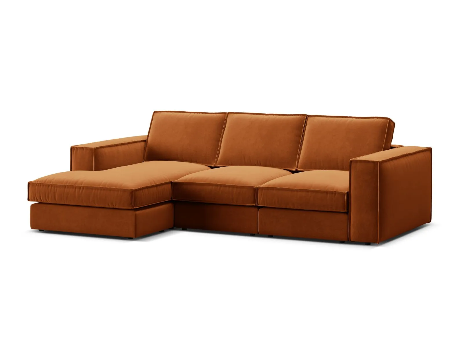 Pola 3-Sitzer Ecksofa, Linke Seite, aus Samt oder Strukturstoff, 284x158 cm - Image 52