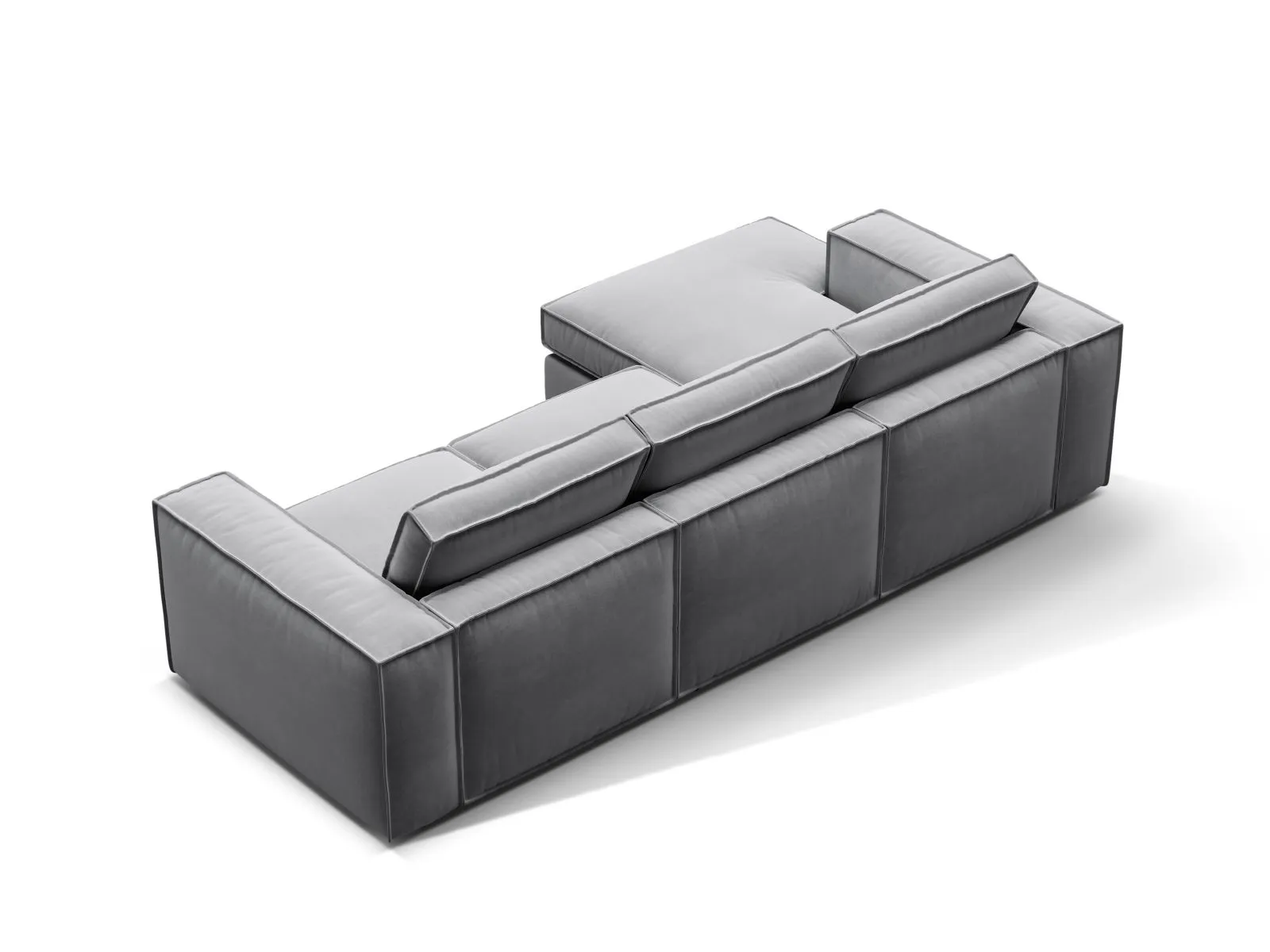 Pola 3-Sitzer Ecksofa, Linke Seite, aus Samt oder Strukturstoff, 284x158 cm - Image 59