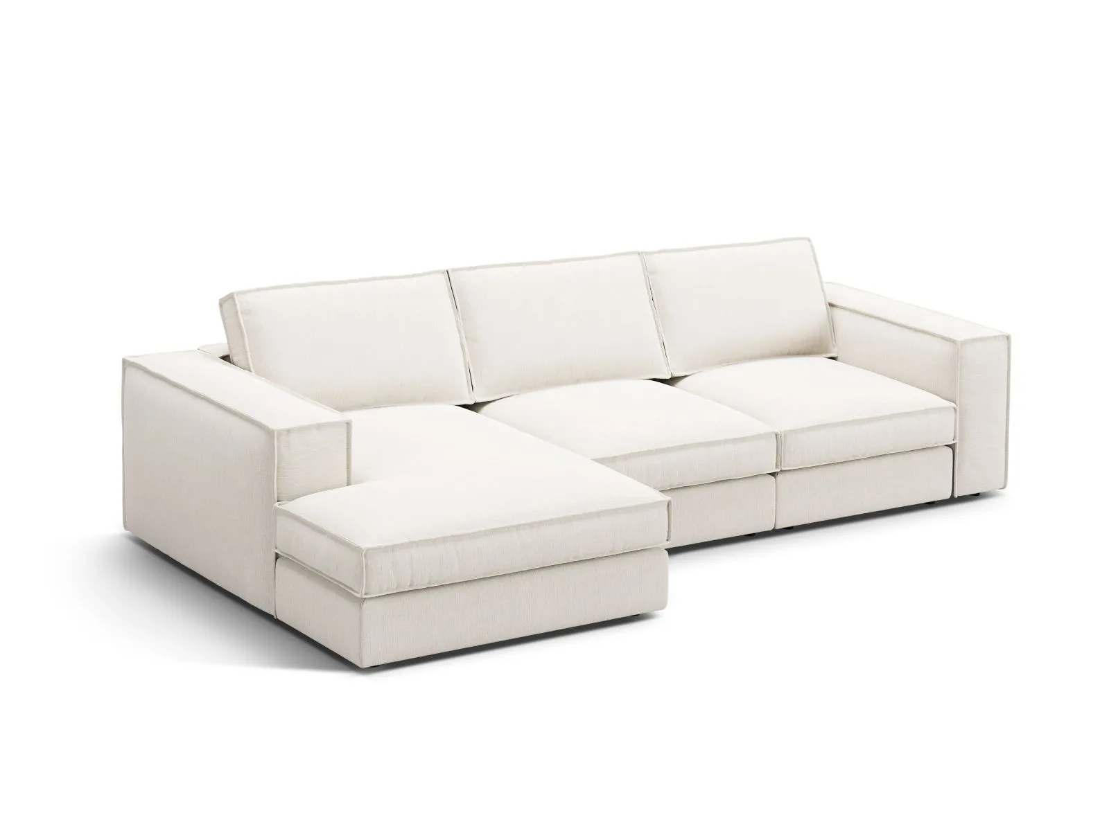 Pola 3-Sitzer Ecksofa, Linke Seite, aus Samt oder Strukturstoff, 284x158 cm - Image 69
