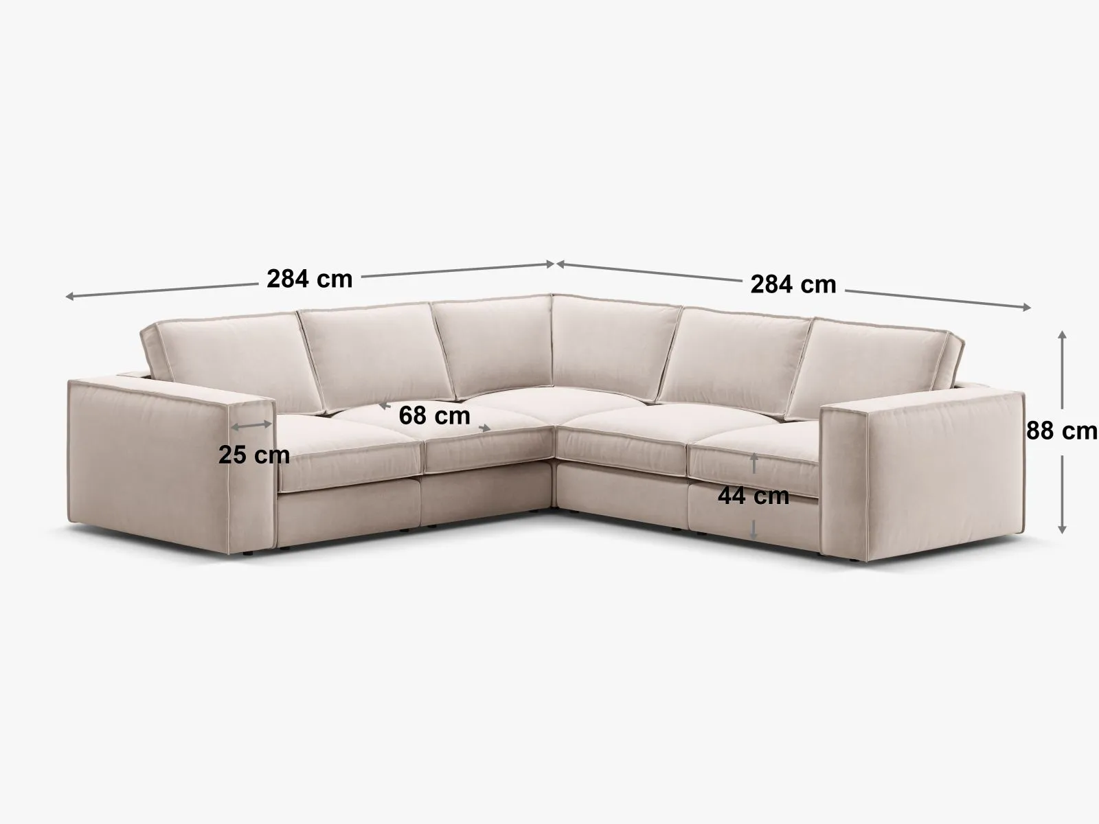 Pola 4-Sitzer Ecksofa, symmetrisch, aus Samt oder Strukturstoff, 284x284 cm - Image 30