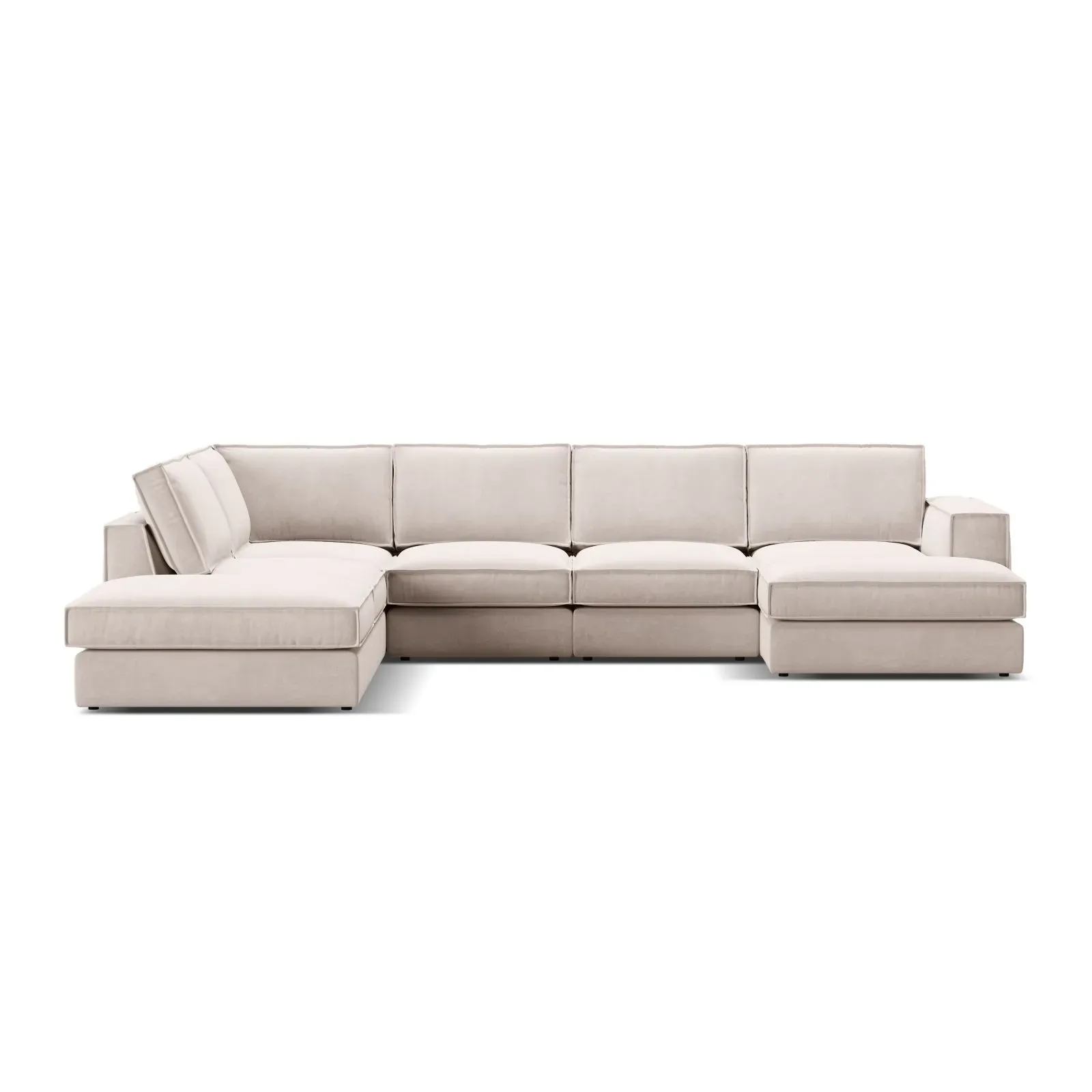 Pola 5-Sitzer Panorama Ecksofa, Linke Seite, aus Samt oder Strukturstoff, 362x259 cm