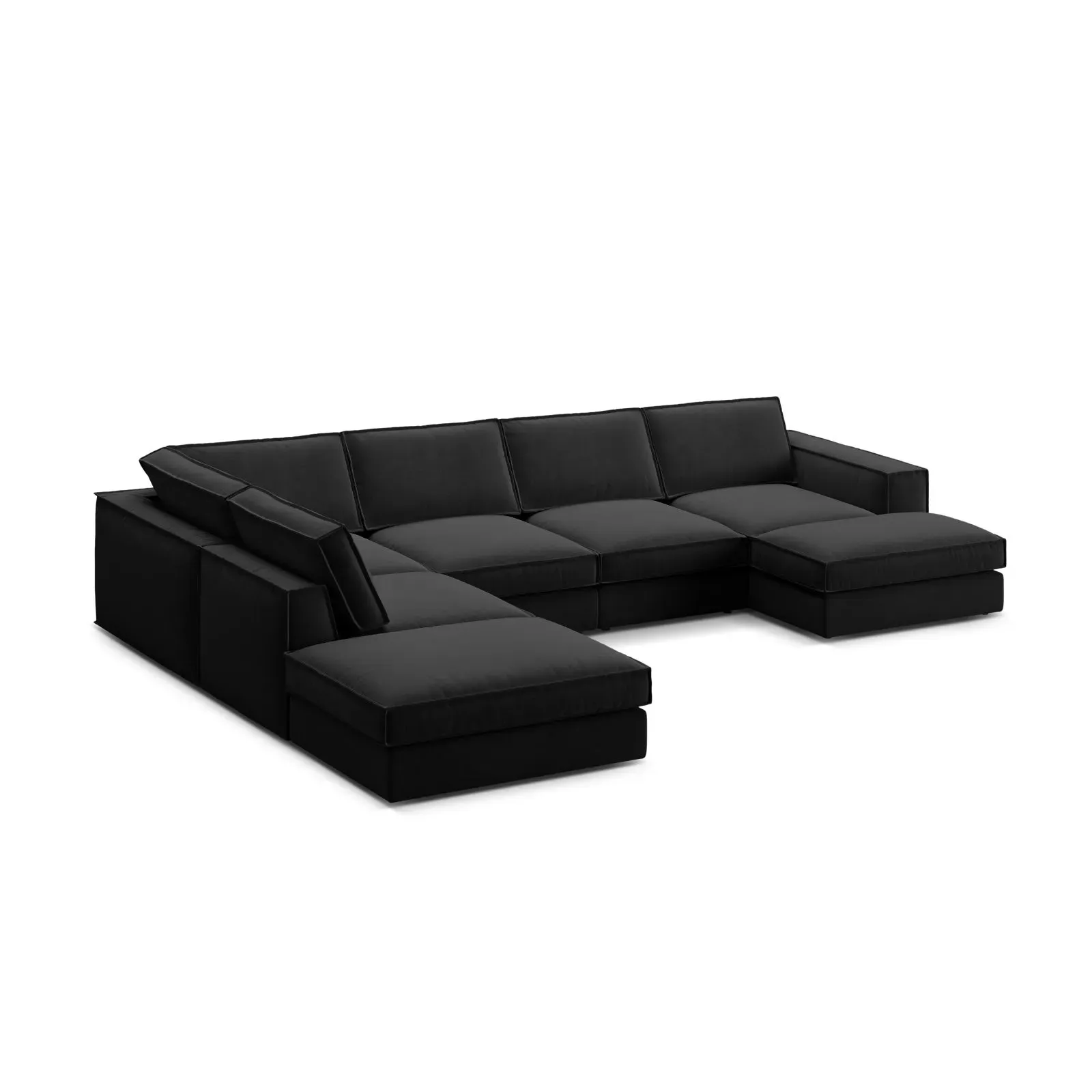 Pola 5-Sitzer Panorama Ecksofa, Linke Seite, aus Samt oder Strukturstoff, 362x259 cm - Image 10