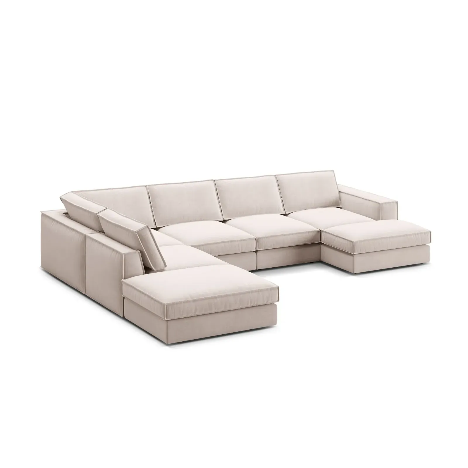 Pola 5-Sitzer Panorama Ecksofa, Linke Seite, aus Samt oder Strukturstoff, 362x259 cm - Image 4