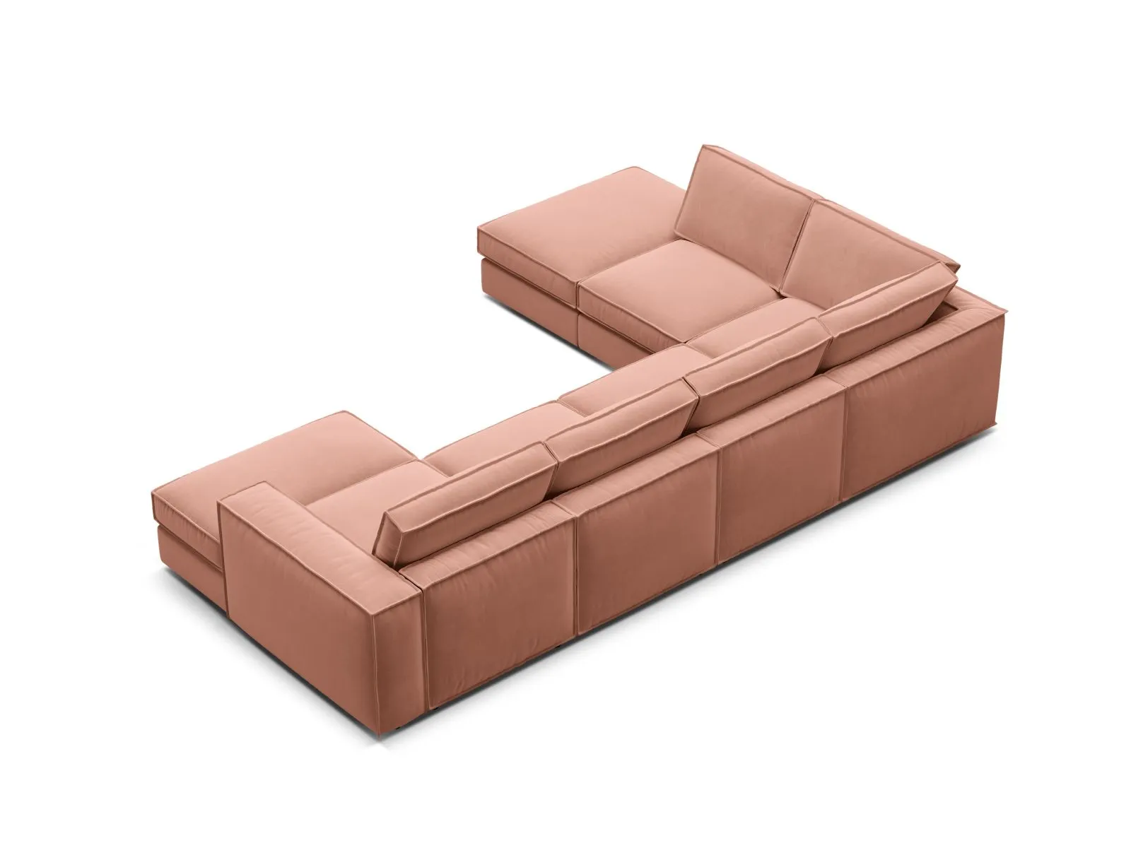 Pola 5-Sitzer Panorama Ecksofa, Linke Seite, aus Samt oder Strukturstoff, 362x259 cm - Image 47