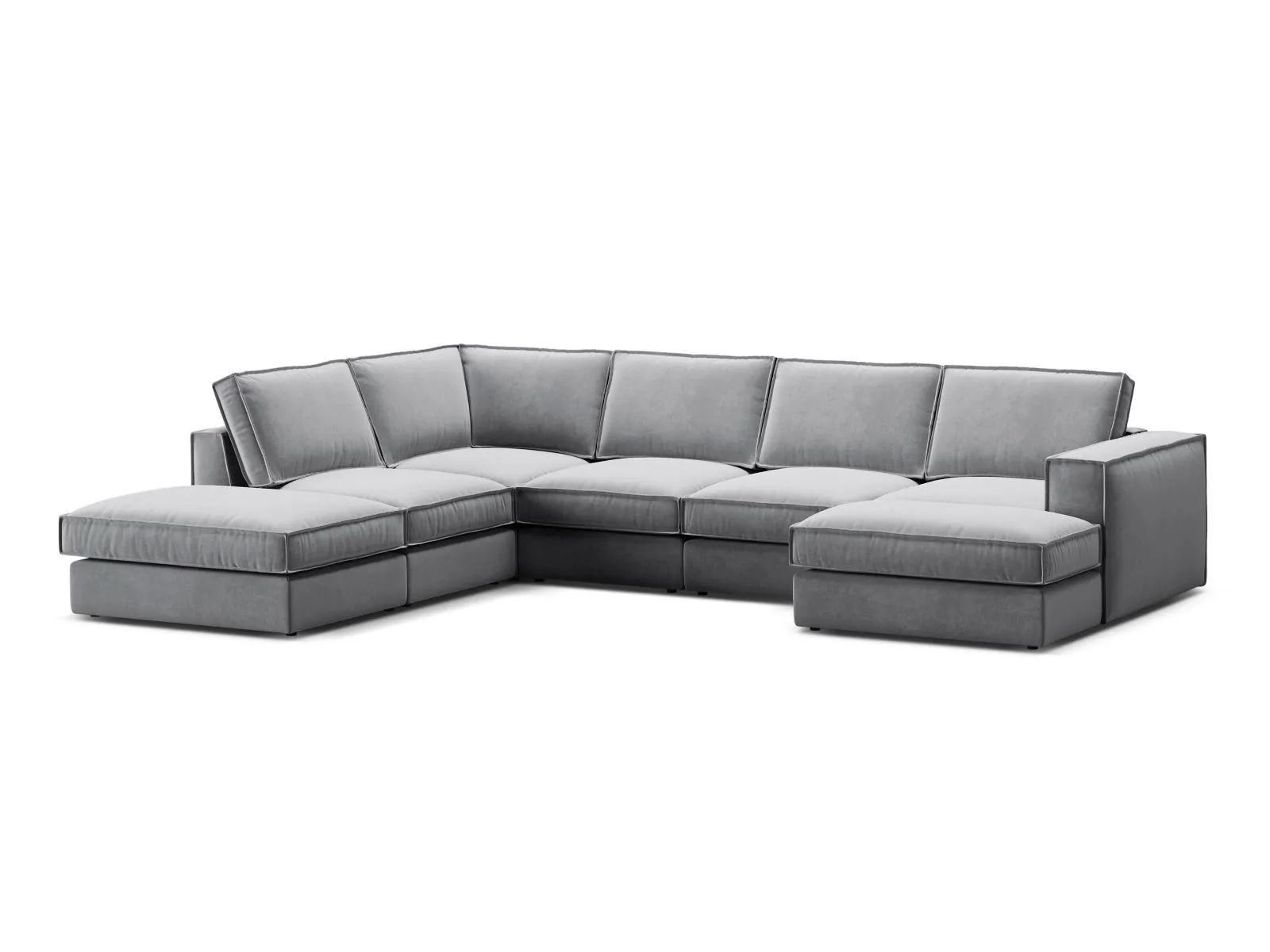 Pola 5-Sitzer Panorama Ecksofa, Linke Seite, aus Samt oder Strukturstoff, 362x259 cm - Image 57