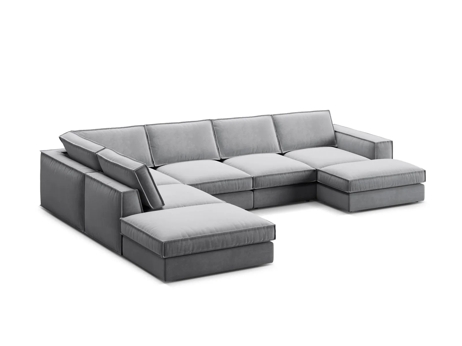 Pola 5-Sitzer Panorama Ecksofa, Linke Seite, aus Samt oder Strukturstoff, 362x259 cm - Image 58