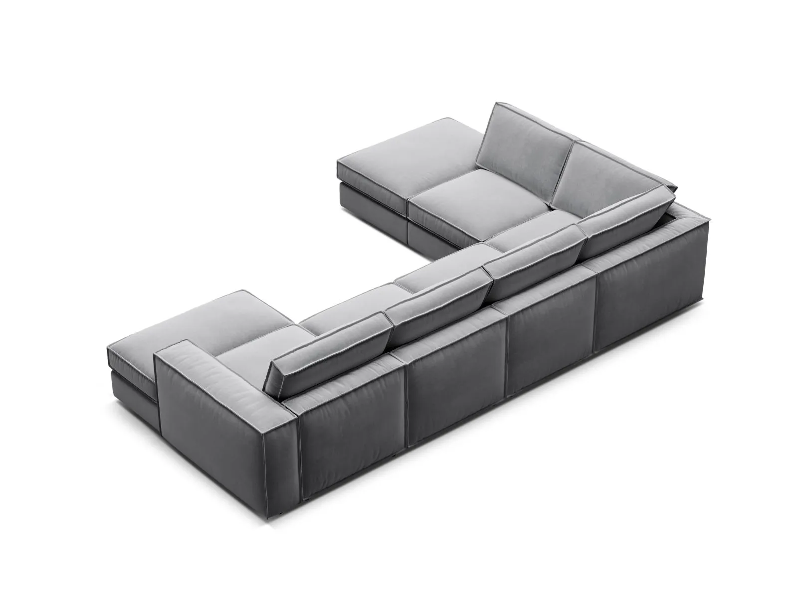 Pola 5-Sitzer Panorama Ecksofa, Linke Seite, aus Samt oder Strukturstoff, 362x259 cm - Image 59