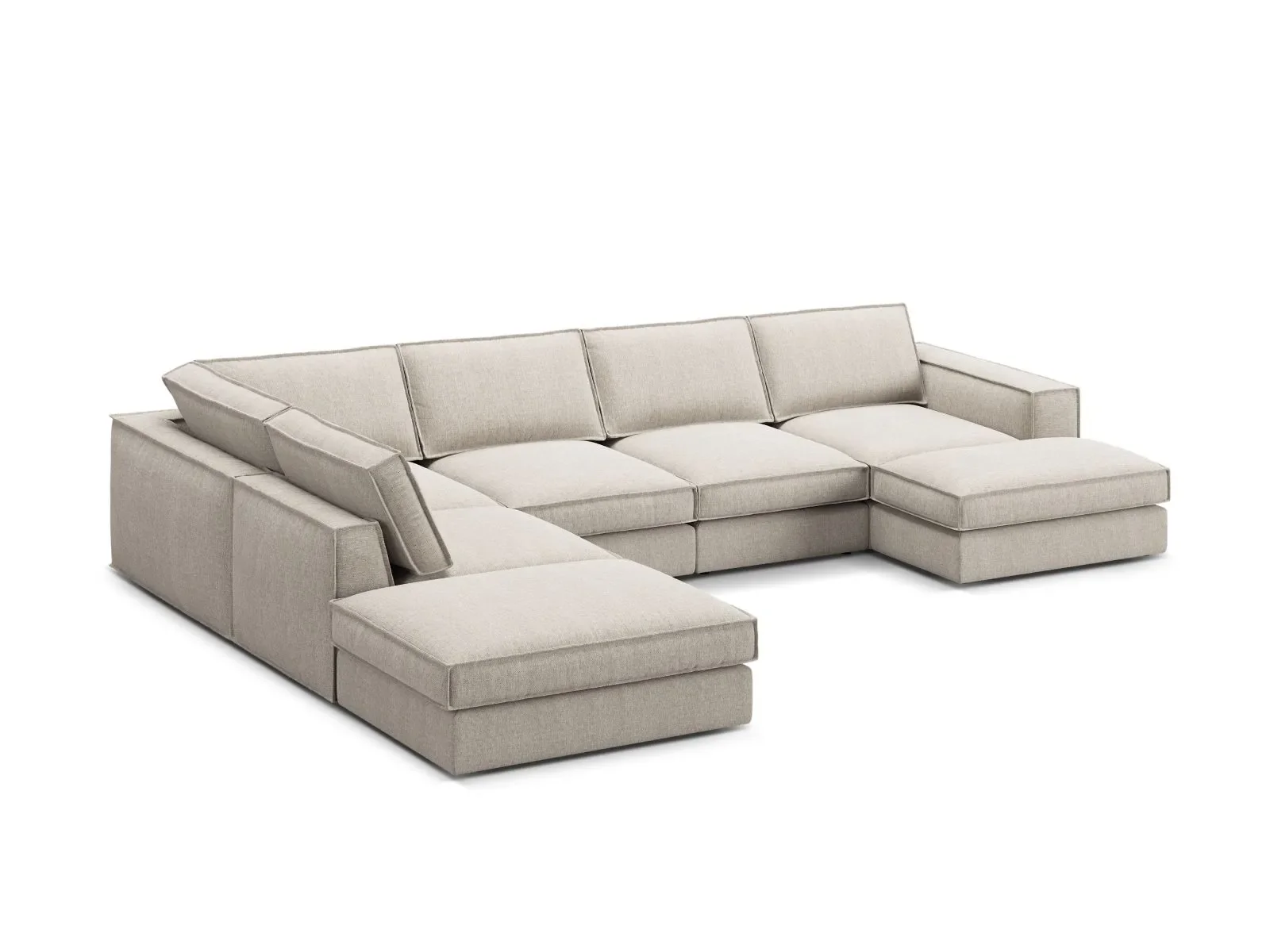 Pola 5-Sitzer Panorama Ecksofa, Linke Seite, aus Samt oder Strukturstoff, 362x259 cm - Image 64