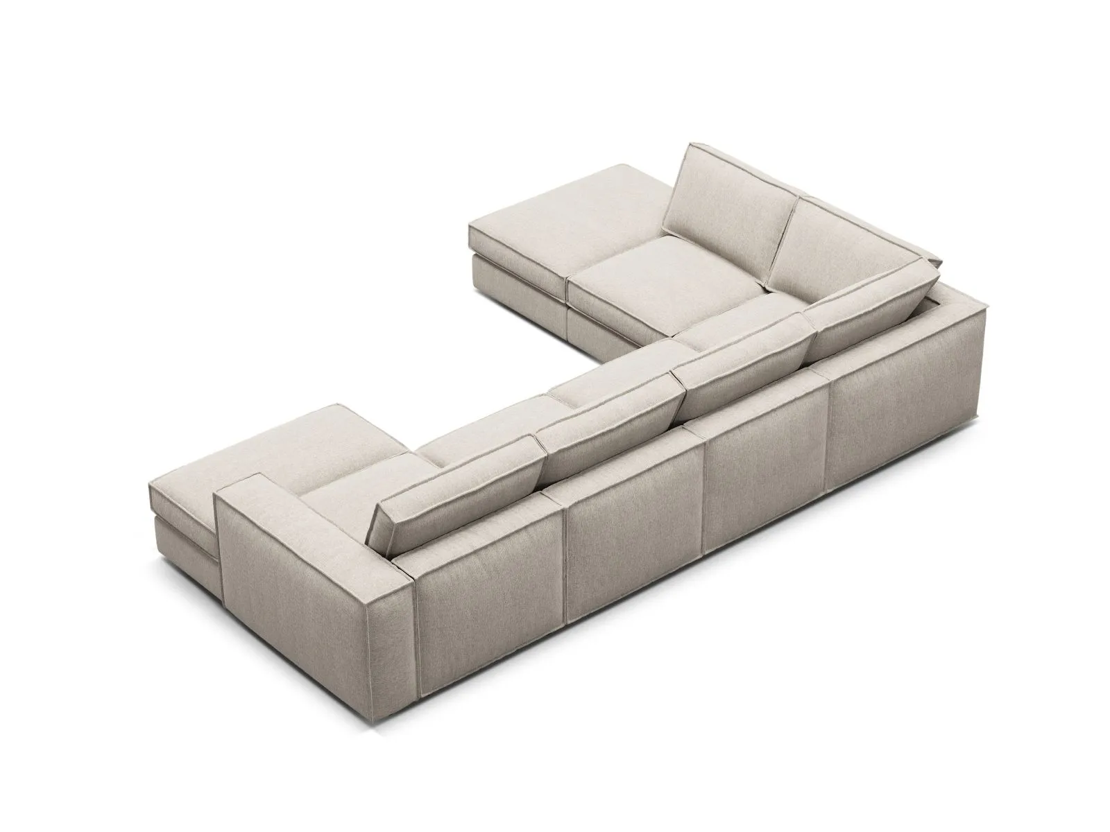 Pola 5-Sitzer Panorama Ecksofa, Linke Seite, aus Samt oder Strukturstoff, 362x259 cm - Image 65