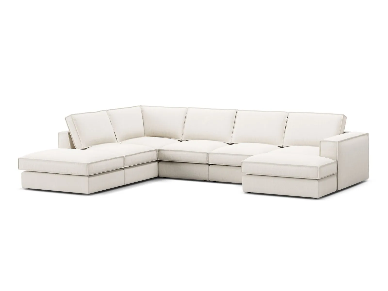 Pola 5-Sitzer Panorama Ecksofa, Linke Seite, aus Samt oder Strukturstoff, 362x259 cm - Image 69