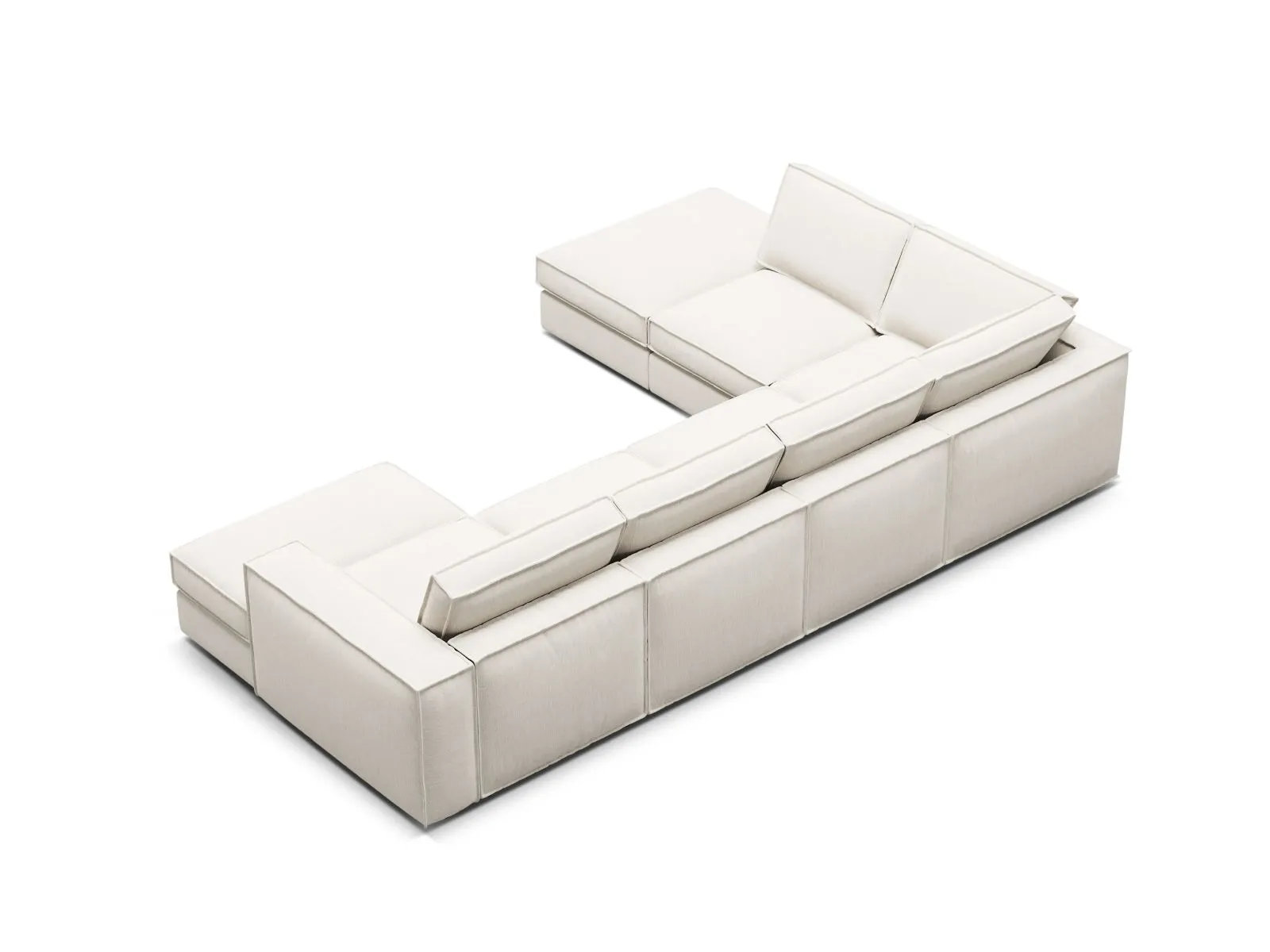 Pola 5-Sitzer Panorama Ecksofa, Linke Seite, aus Samt oder Strukturstoff, 362x259 cm - Image 71