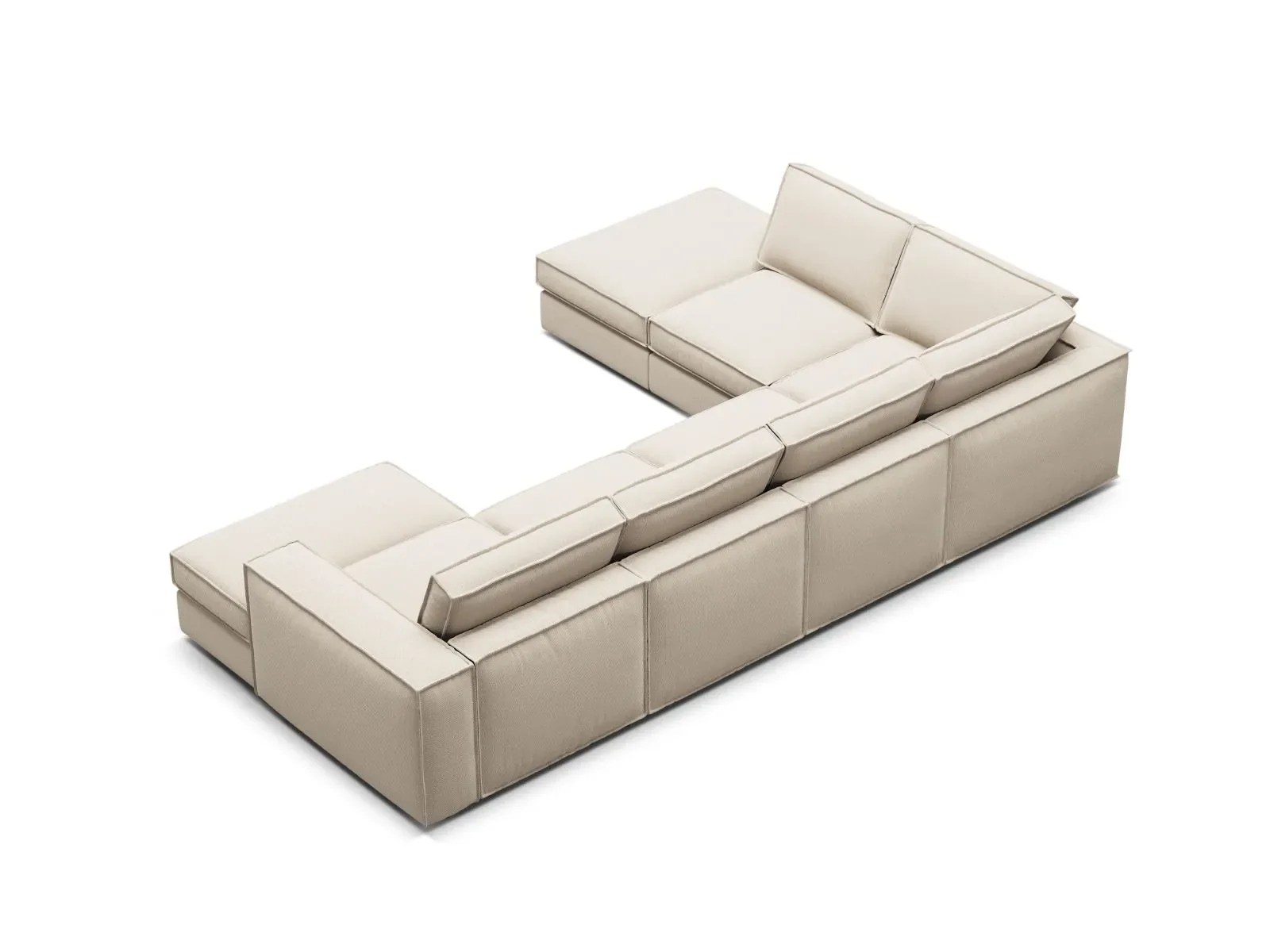 Pola 5-Sitzer Panorama Ecksofa, Linke Seite, aus Samt oder Strukturstoff, 362x259 cm - Image 77