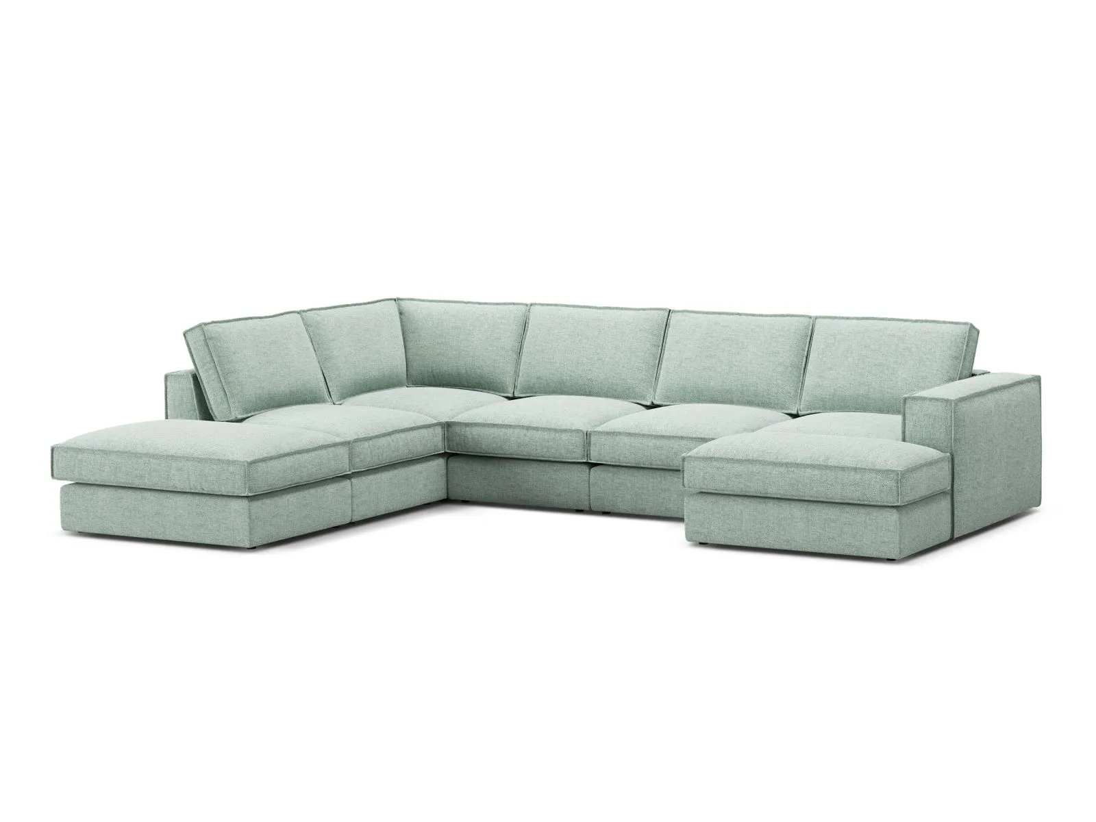 Pola 5-Sitzer Panorama Ecksofa, Linke Seite, aus Samt oder Strukturstoff, 362x259 cm - Image 87