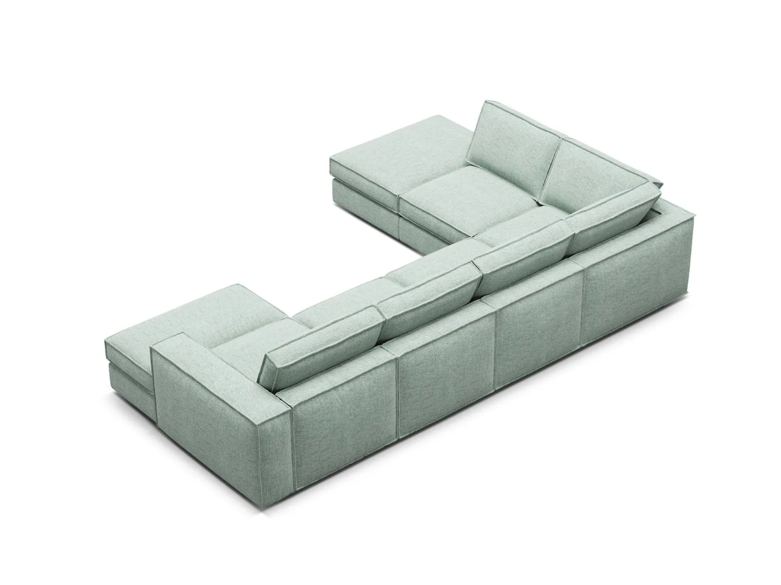 Pola 5-Sitzer Panorama Ecksofa, Linke Seite, aus Samt oder Strukturstoff, 362x259 cm - Image 89