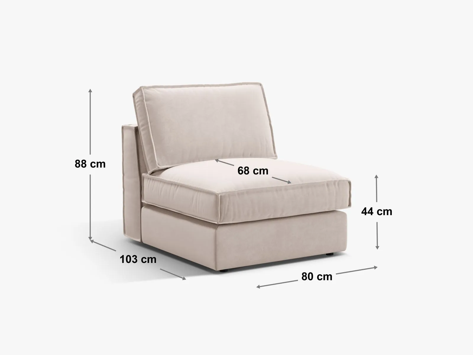 Pola Modulares 1-Sitzer Sofa aus Samt oder Strukturstoff, 80x103x88 cm - Image 67