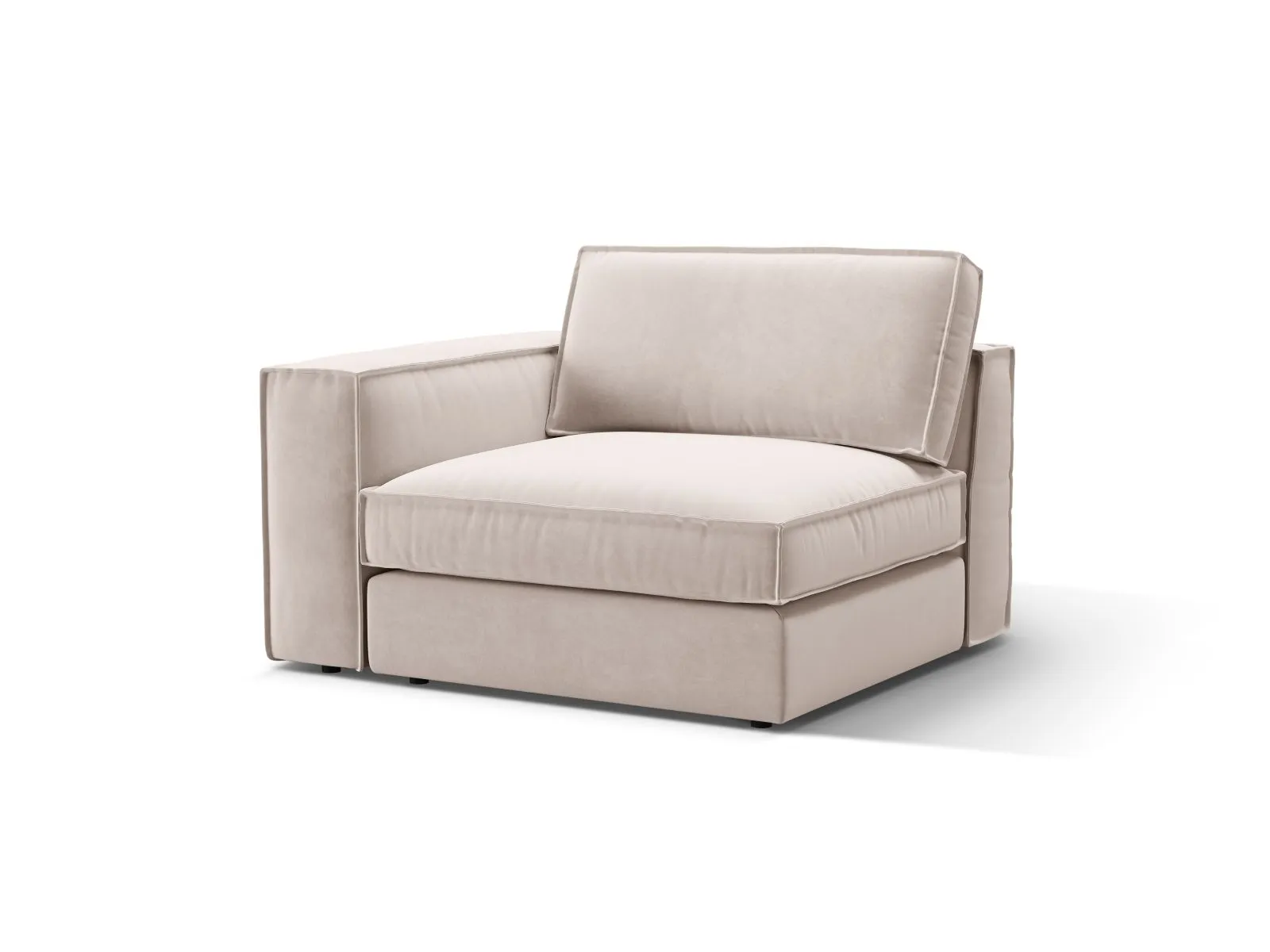 Pola Modulares 1-Sitzer Sofa Sitzelement, Linke Seite, aus Samt oder Strukturstoff, 103x118 cm