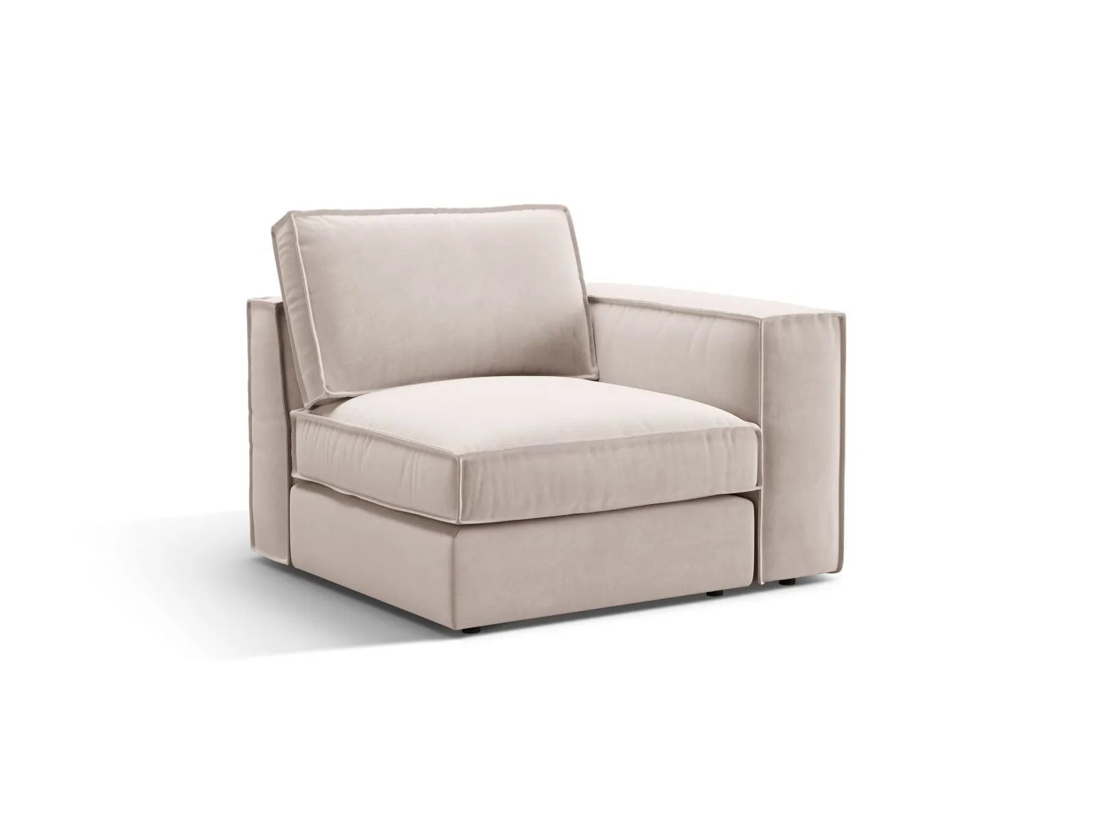 Pola Modulares 1-Sitzer Sofa Sitzelement, Rechte Seite, aus Samt oder Strukturstoff, 103x103 cm