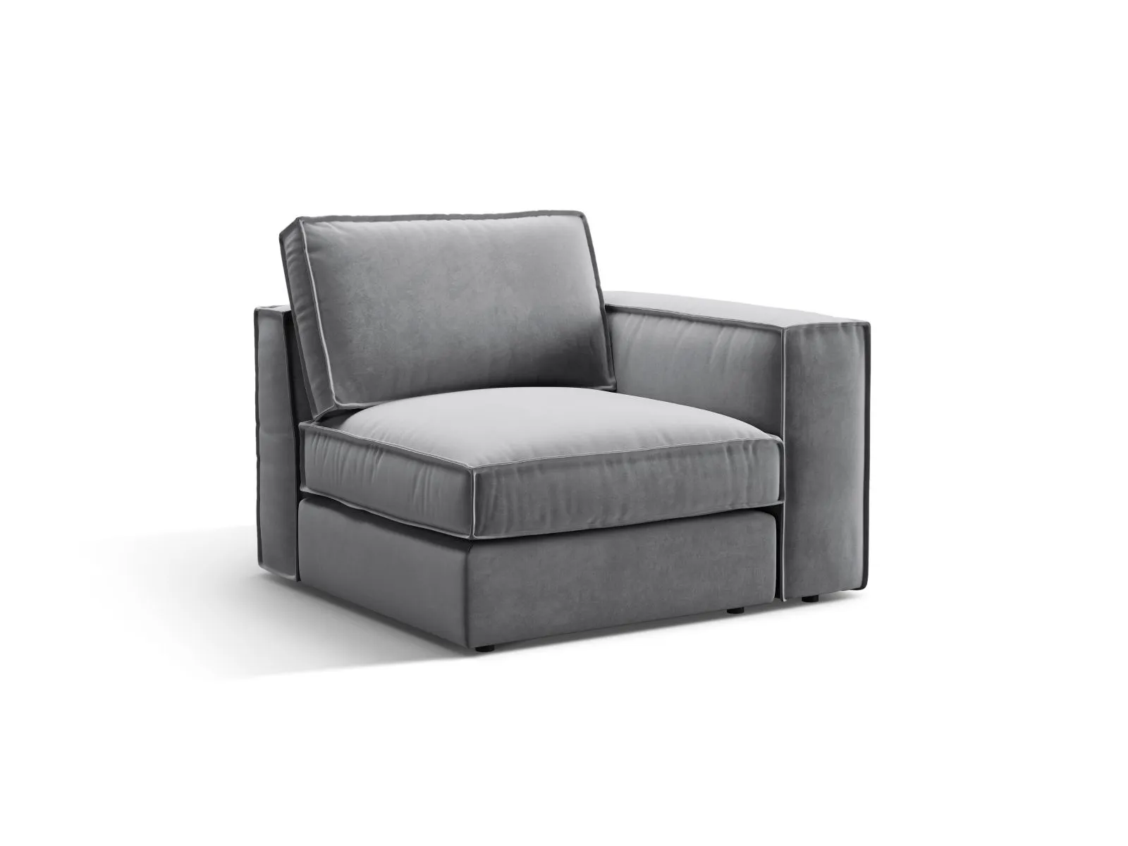 Pola Modulares 1-Sitzer Sofa Sitzelement, Rechte Seite, aus Samt oder Strukturstoff, 103x103 cm - Image 46