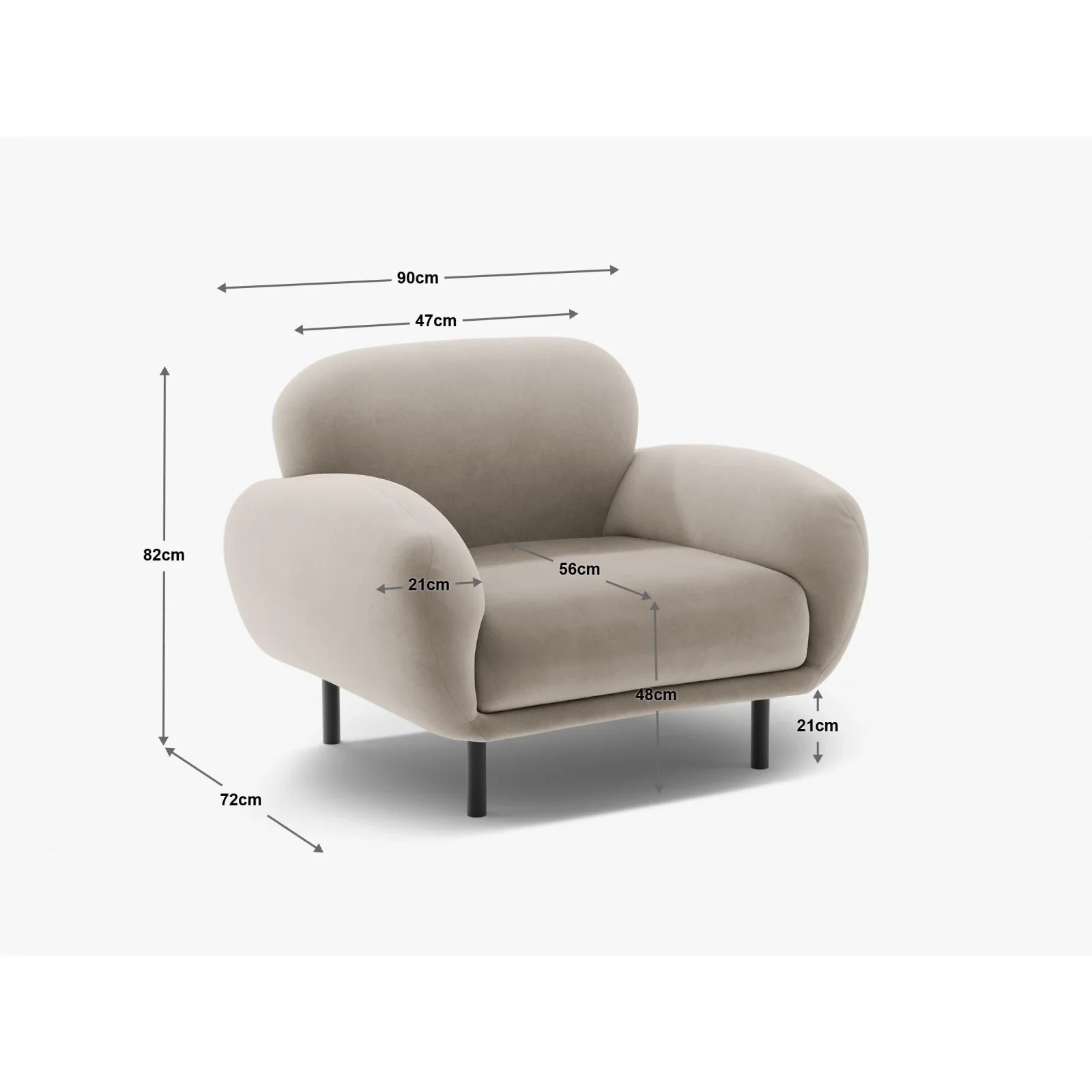 Poppy Sessel aus Samt, Chenille oder Boucle, 90x72 cm - Image 19