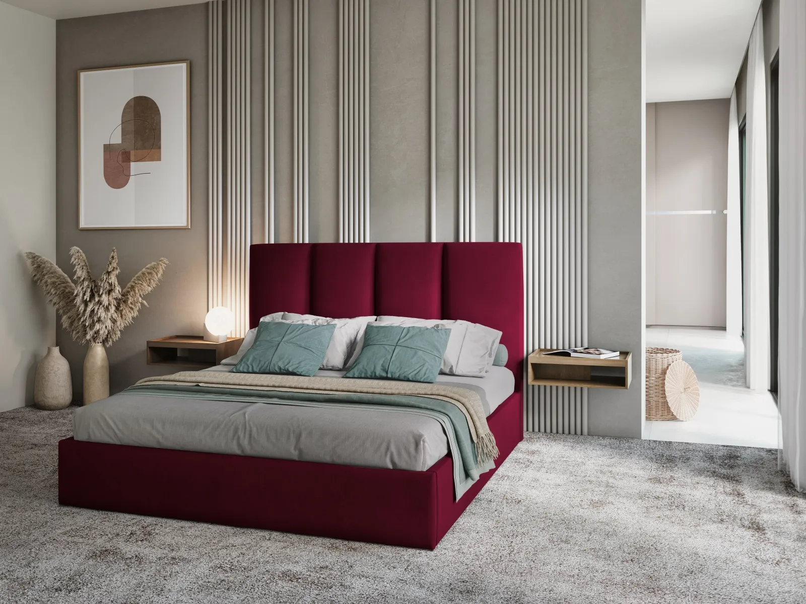 Pyla Bett mit Stauraum und Kopfteil in Samt, 160x200 cm - Image 10