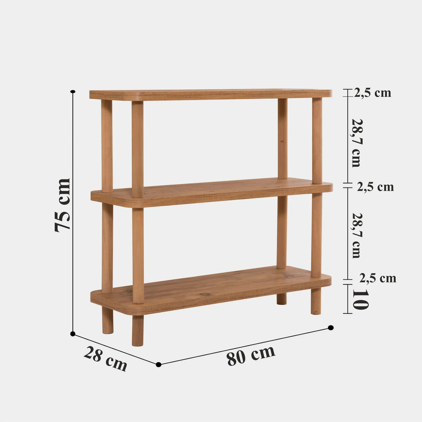 Regale Step aus melaminbeschichteten Holz und Buche, 80×28×75 cm - Image 4