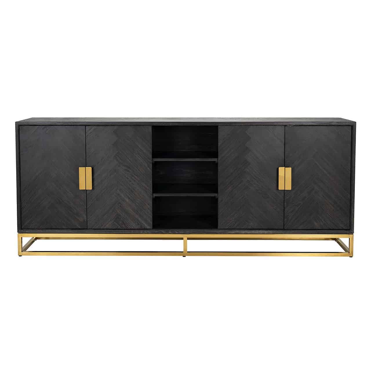 Anrichte Blackbone gold 4-Türen + offener raum (Black rustic) - Image 3
