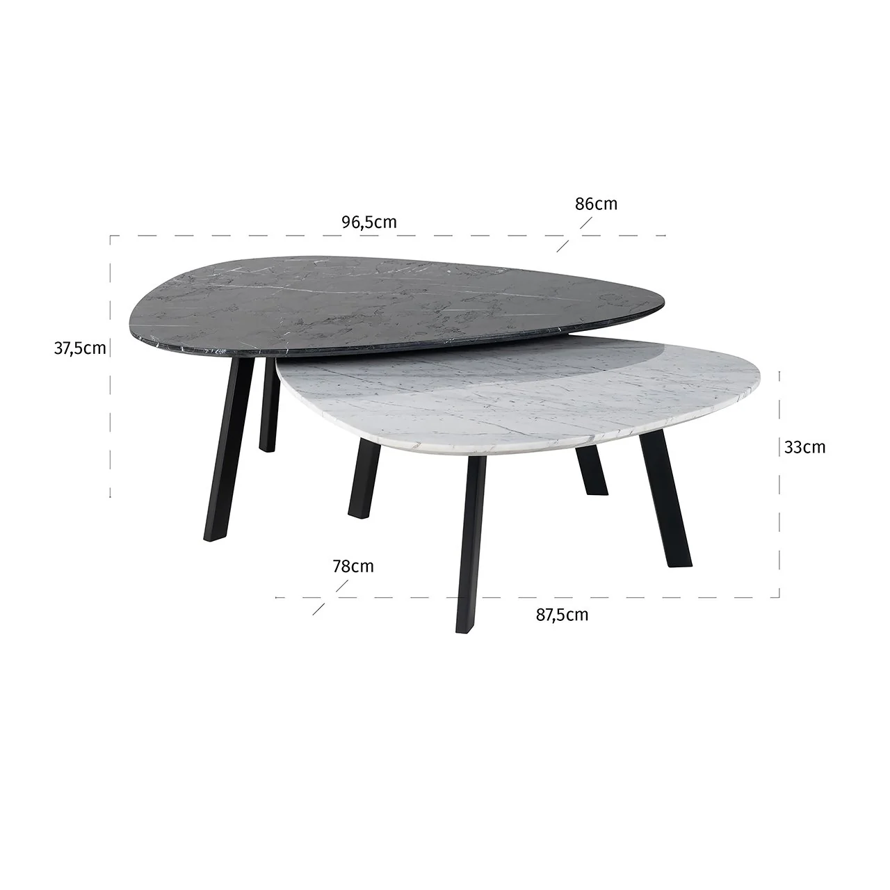 Couchtisch Trocadero set von 2 (Black/white) - Image 3