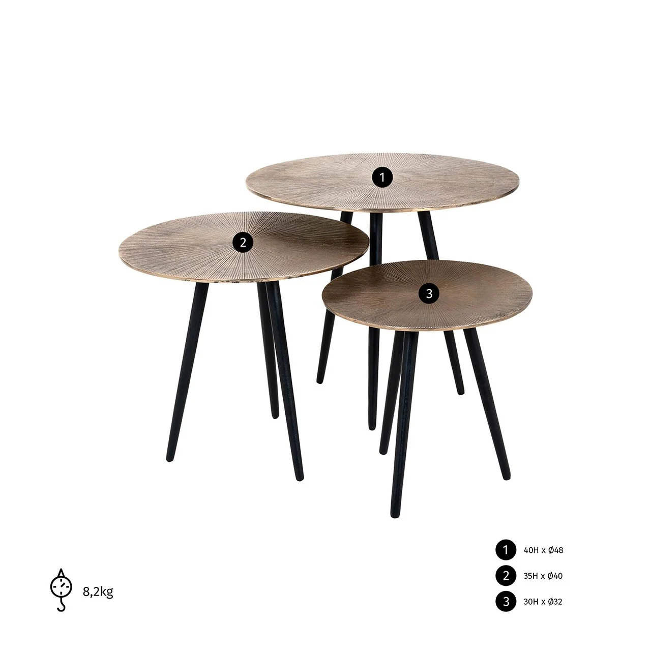 Couchtisch Vittorio 3er set champagne gold (Champagne gold) - Image 3