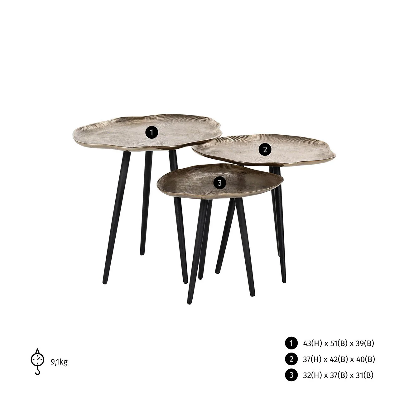 Couchtisch Volenta 3er set champagne gold (Champagne gold) - Image 3