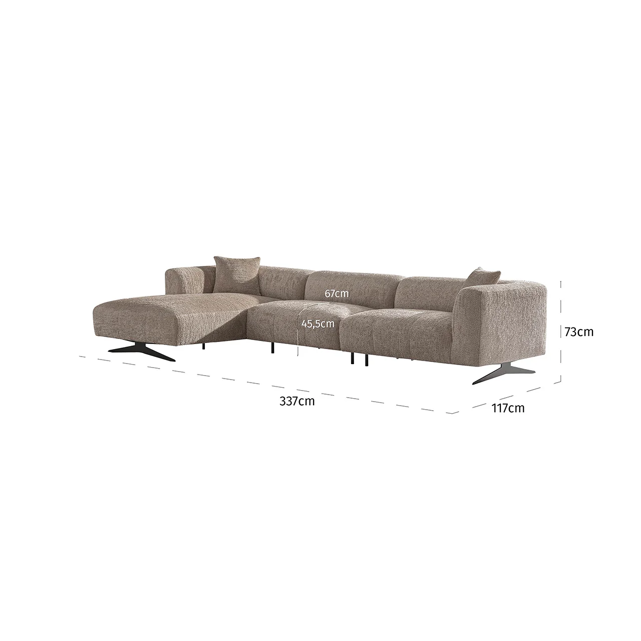 Sofa Hoxton 3-Sitzer + Lounge links (Be Lovely 170 Beige) - Image 3