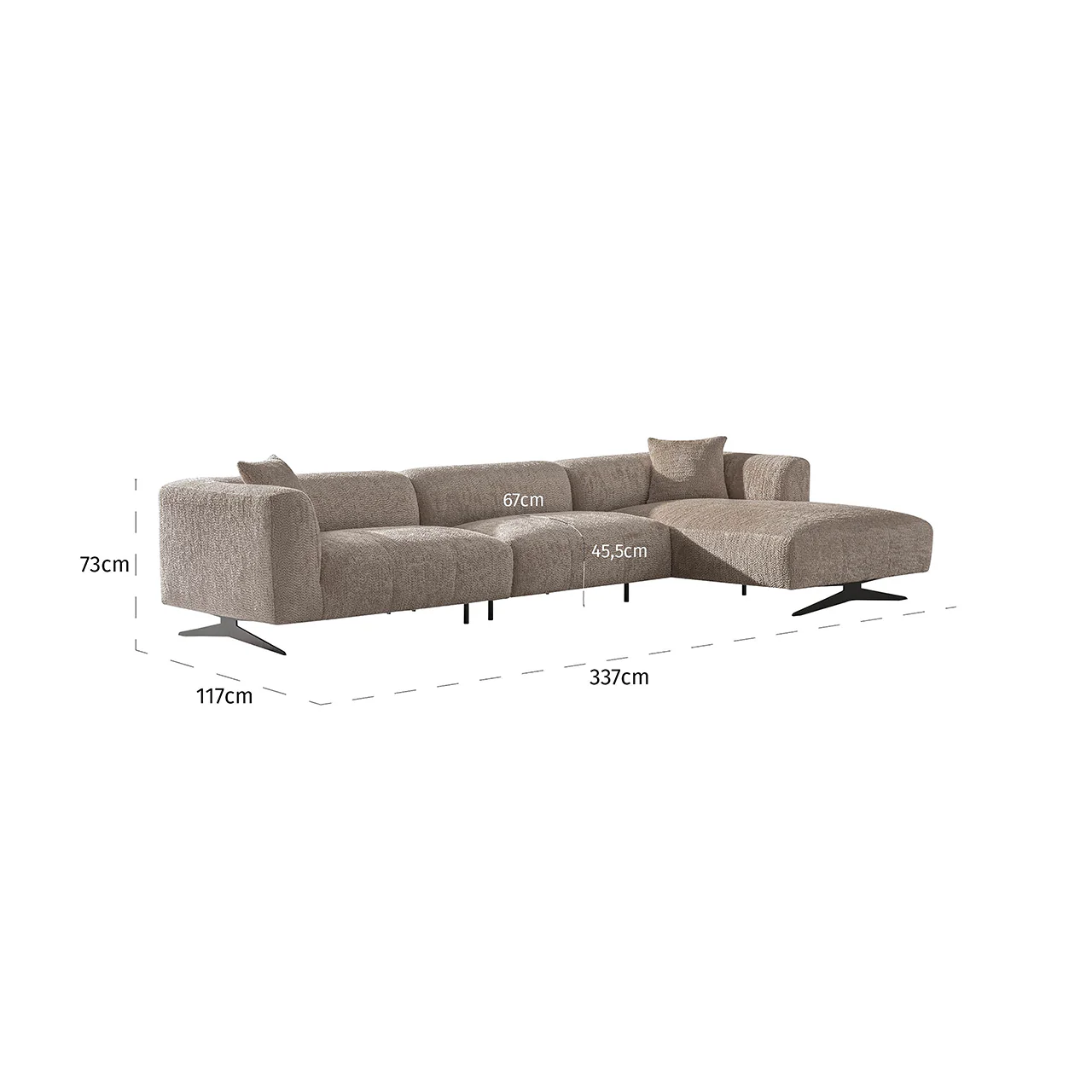 Sofa Hoxton 3-Sitzer + Lounge rechts (Be Lovely 170 Beige) - Image 3