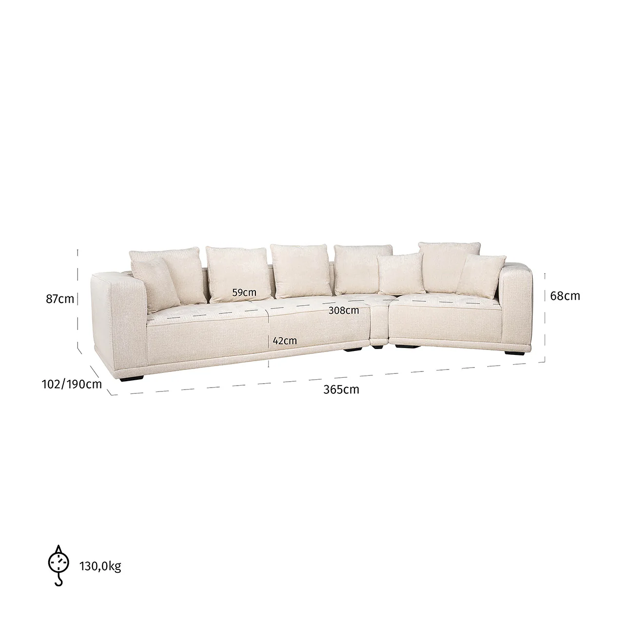 Sofa Lusso 4-Sitzer beige Chenille (Niagara 902 beige) - Image 5