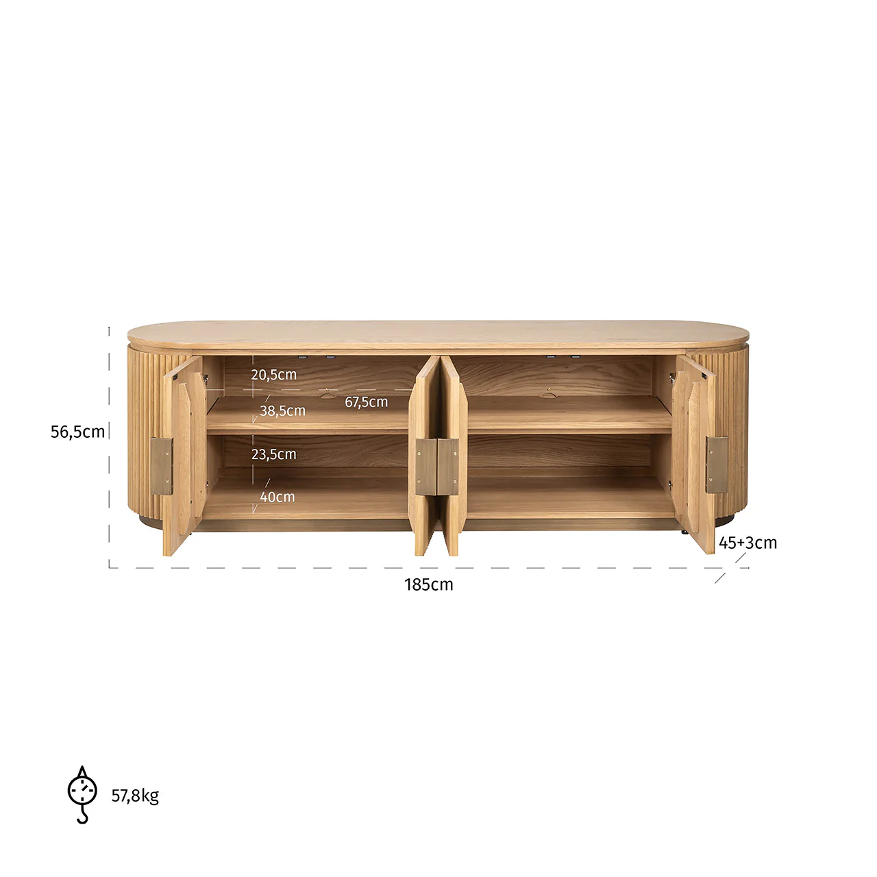 TV-Möbel Belfort 4-türig (Natural oak) - Image 5